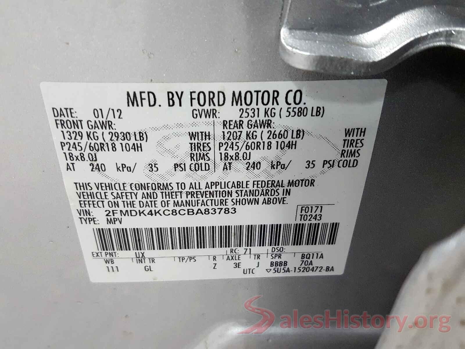 WDCTG4GB3GJ199504 2012 FORD EDGE