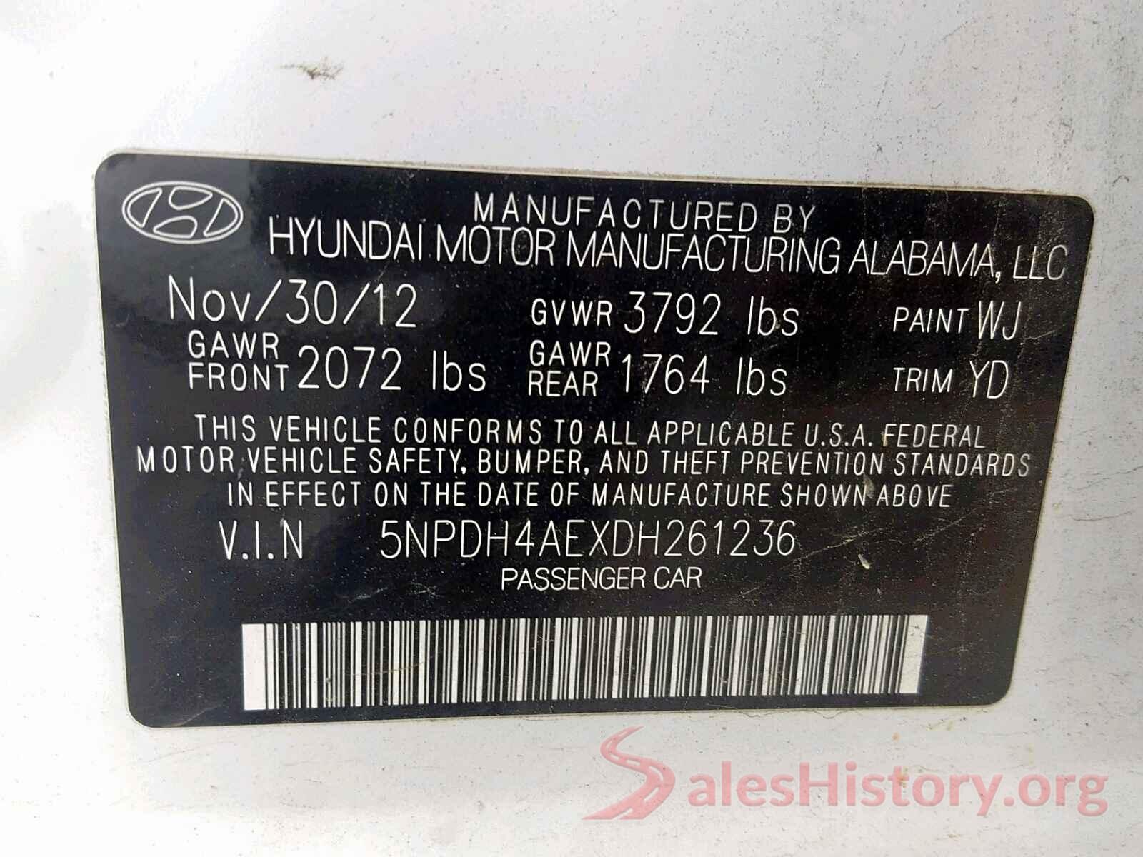 WVWKP7AU1GW910746 2013 HYUNDAI ELANTRA