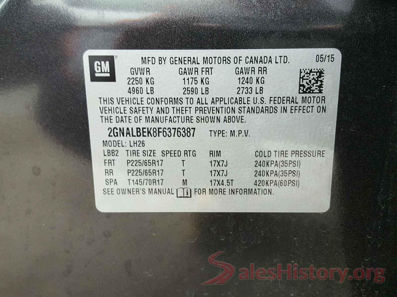 SHHFK7H45JU429933 2015 CHEVROLET EQUINOX