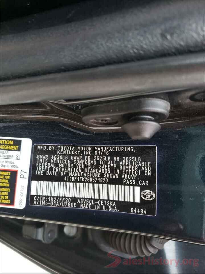 4T1BF1FK2GU571820 2016 TOYOTA CAMRY