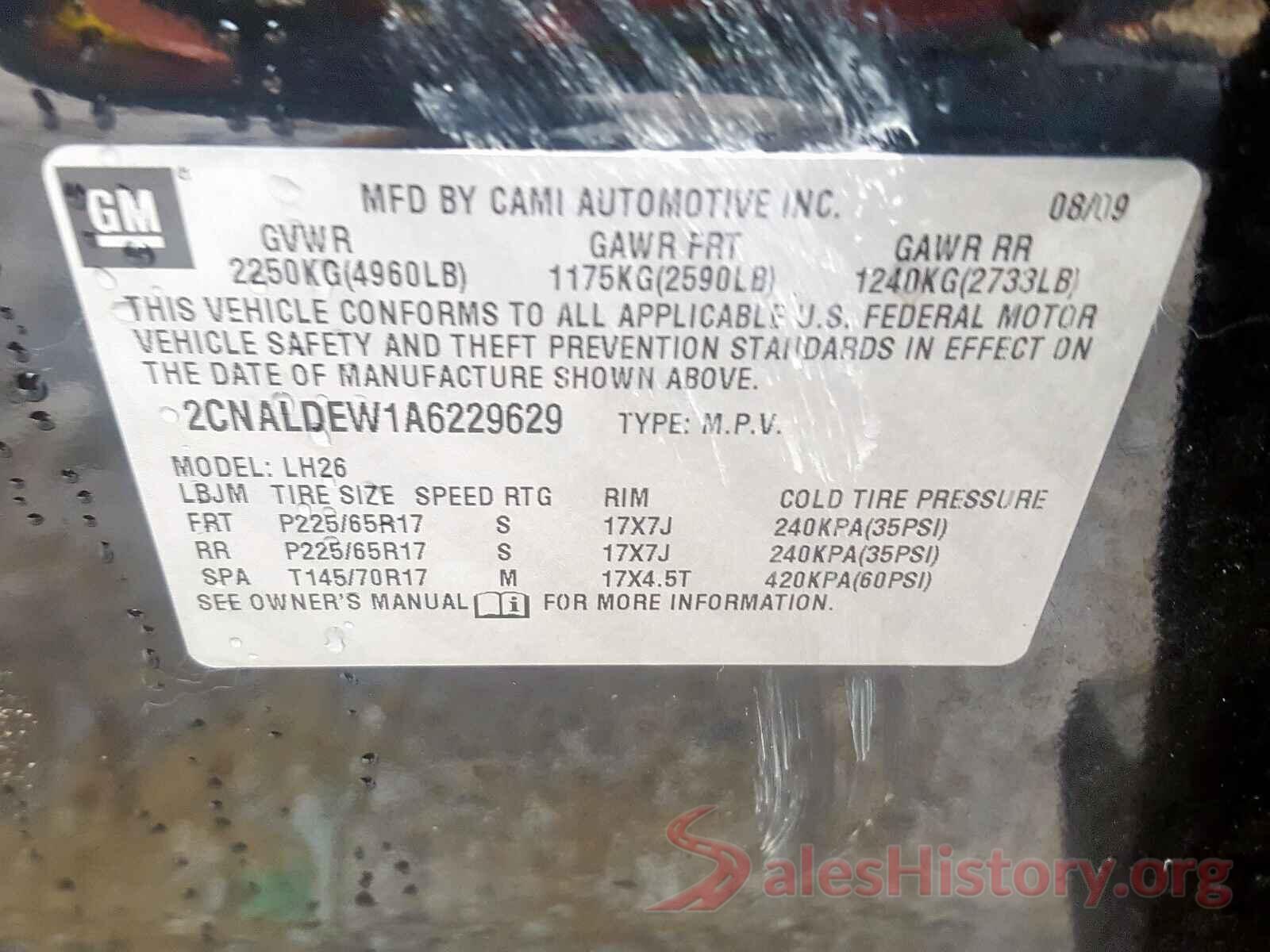 1VWAA7A39JC045583 2010 CHEVROLET EQUINOX