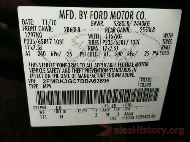 5FNRL5H37GB031073 2011 FORD EDGE