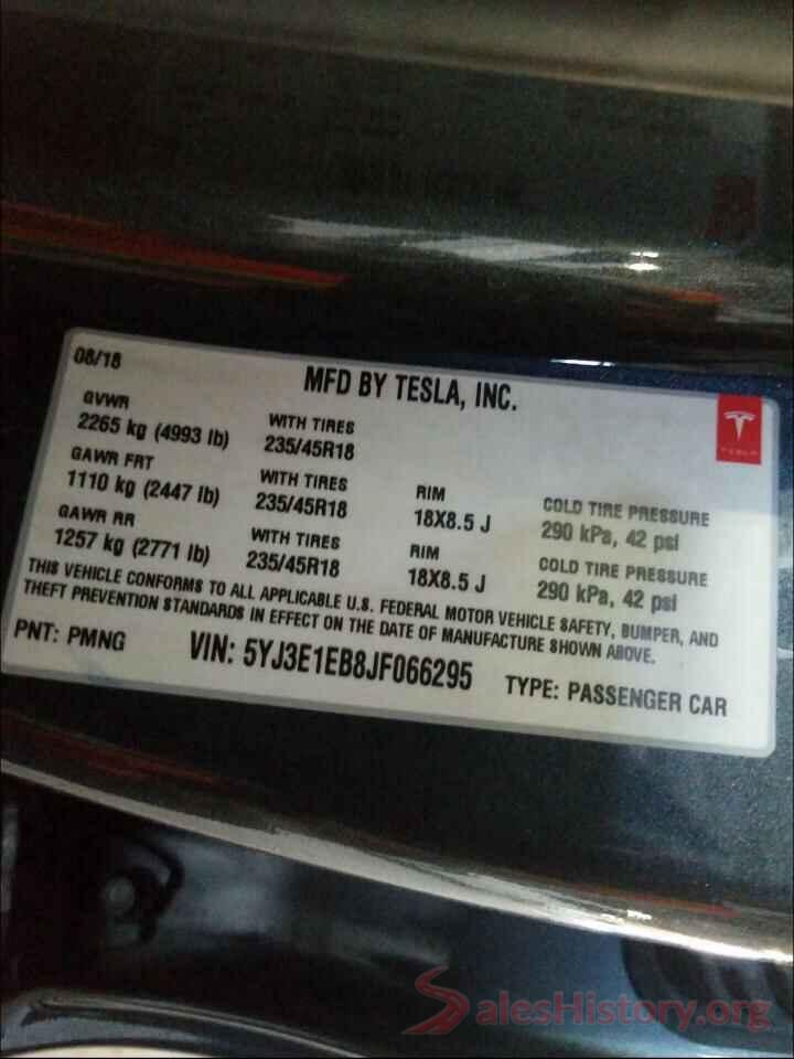 5YJ3E1EB8JF066295 2018 TESLA MODEL 3