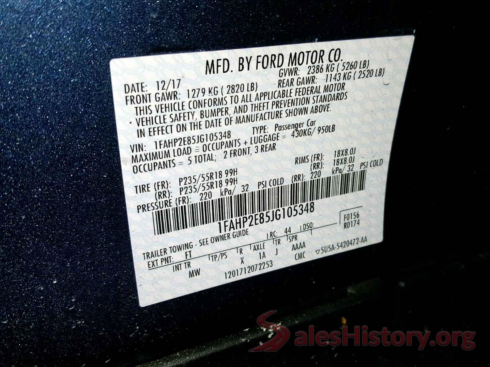 4T1BF1FK6HU343269 2018 FORD TAURUS