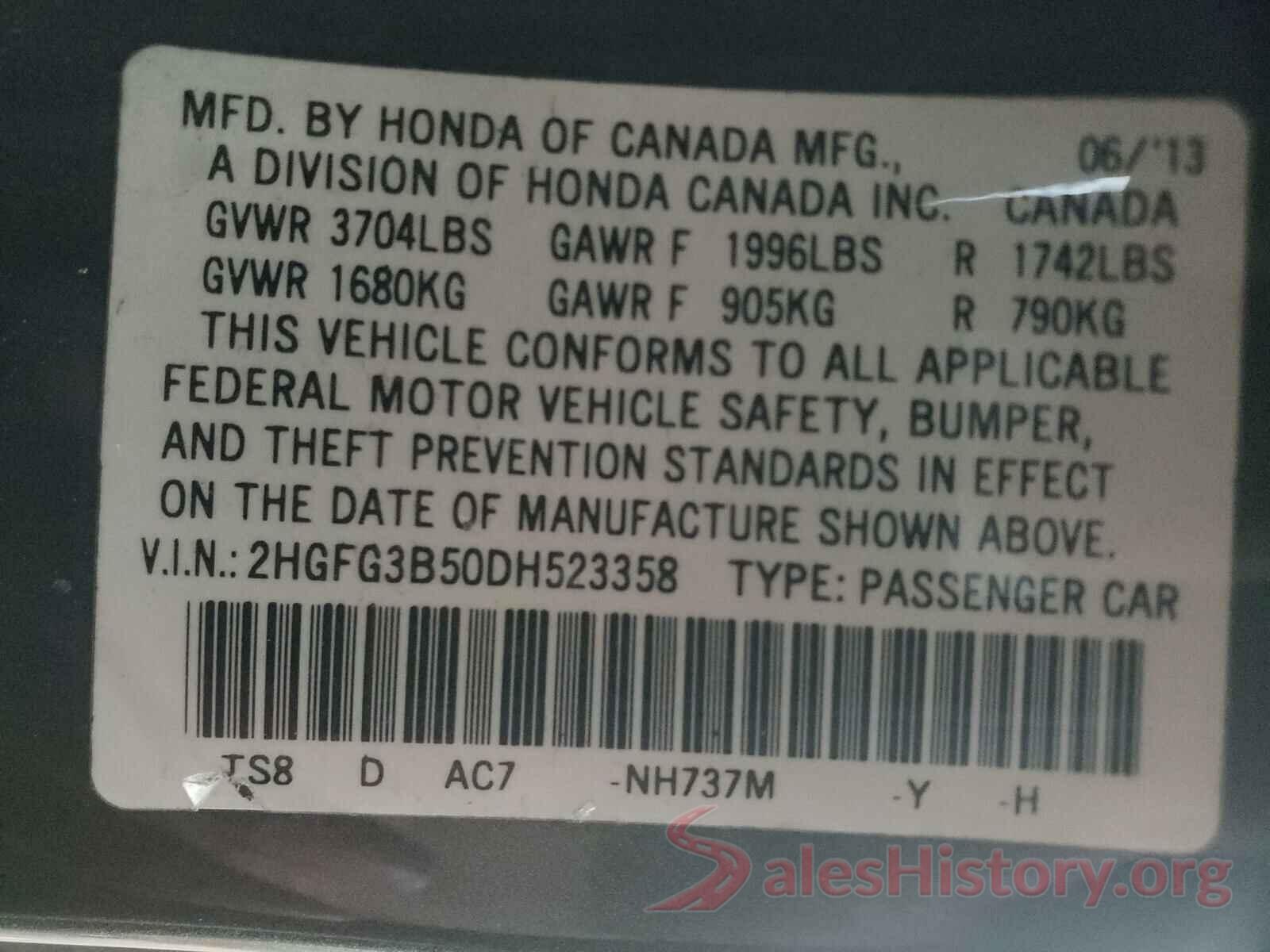 5FNRL5H60HB003840 2013 HONDA CIVIC