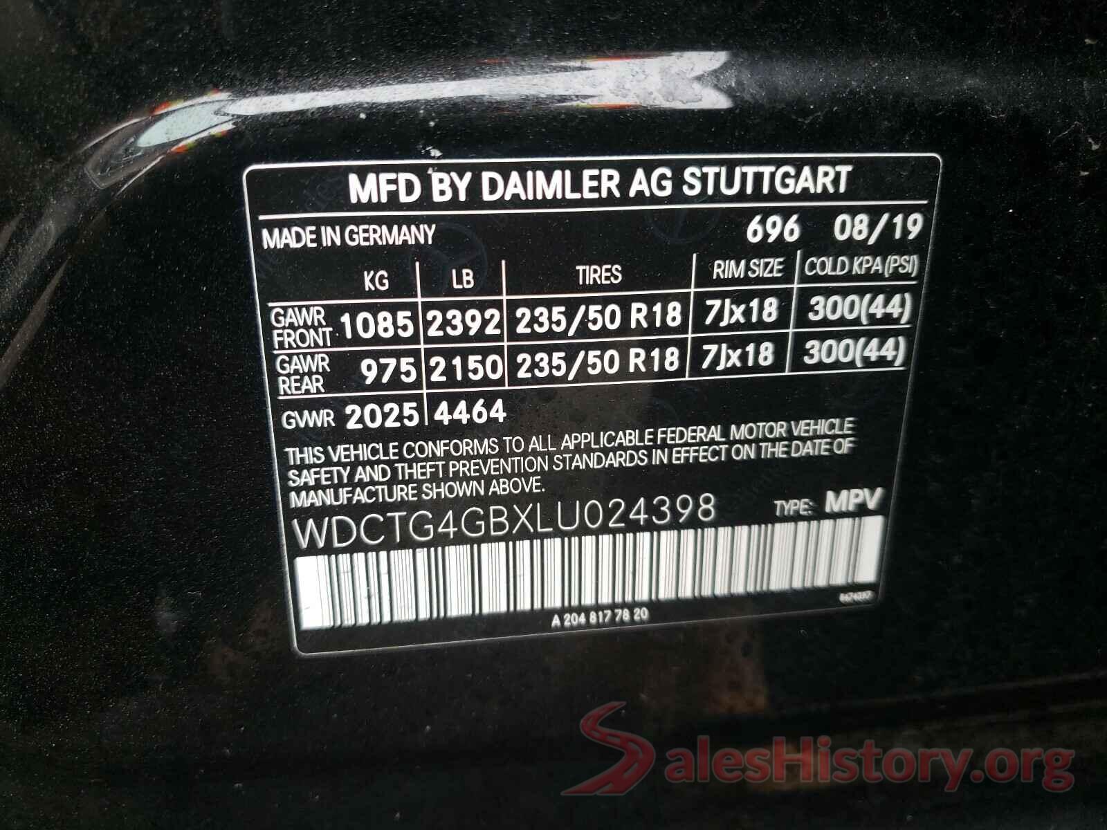 WDCTG4GBXLU024398 2020 MERCEDES-BENZ G CLASS