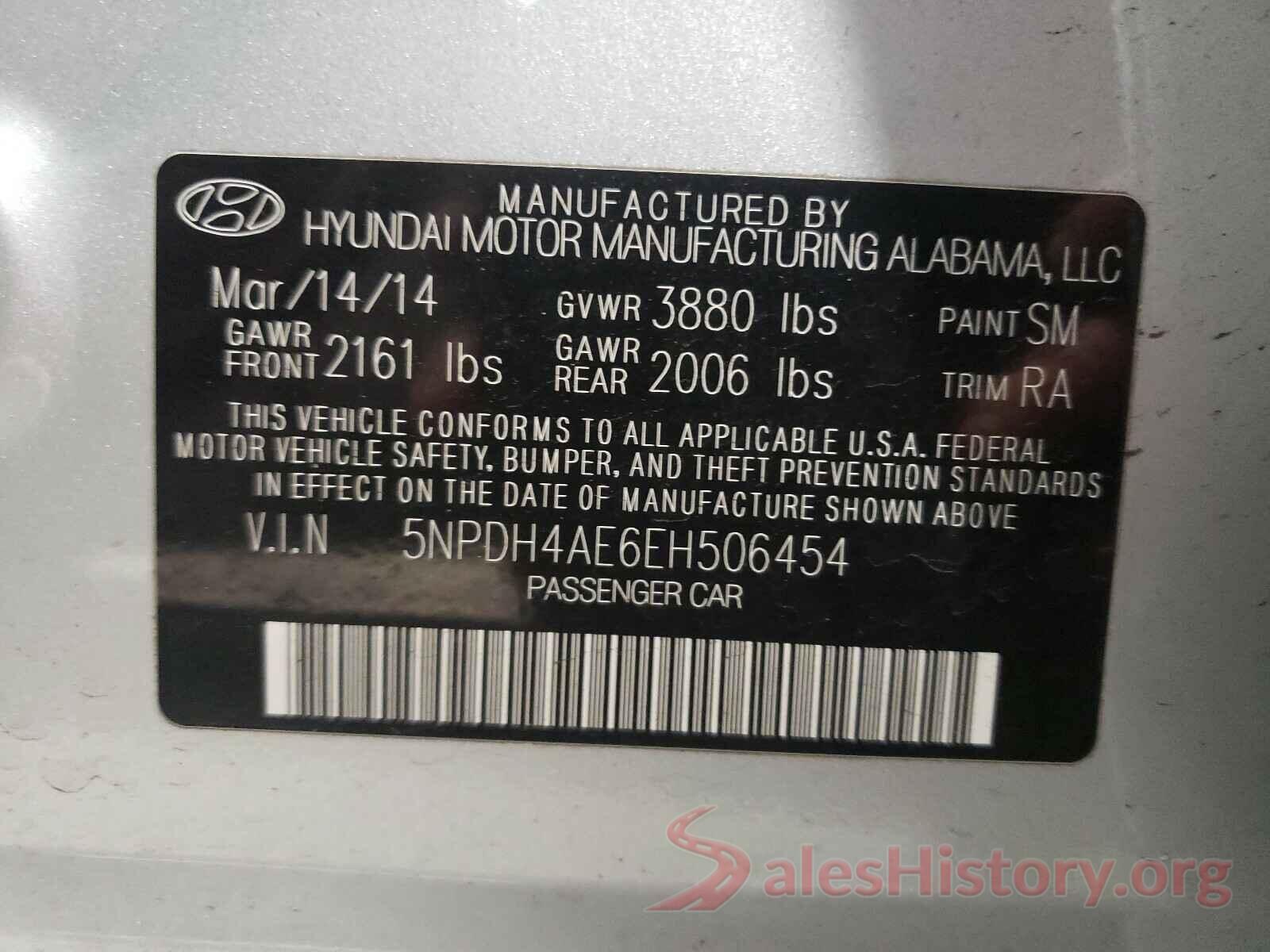 5NPD74LF6JH262503 2014 HYUNDAI ELANTRA