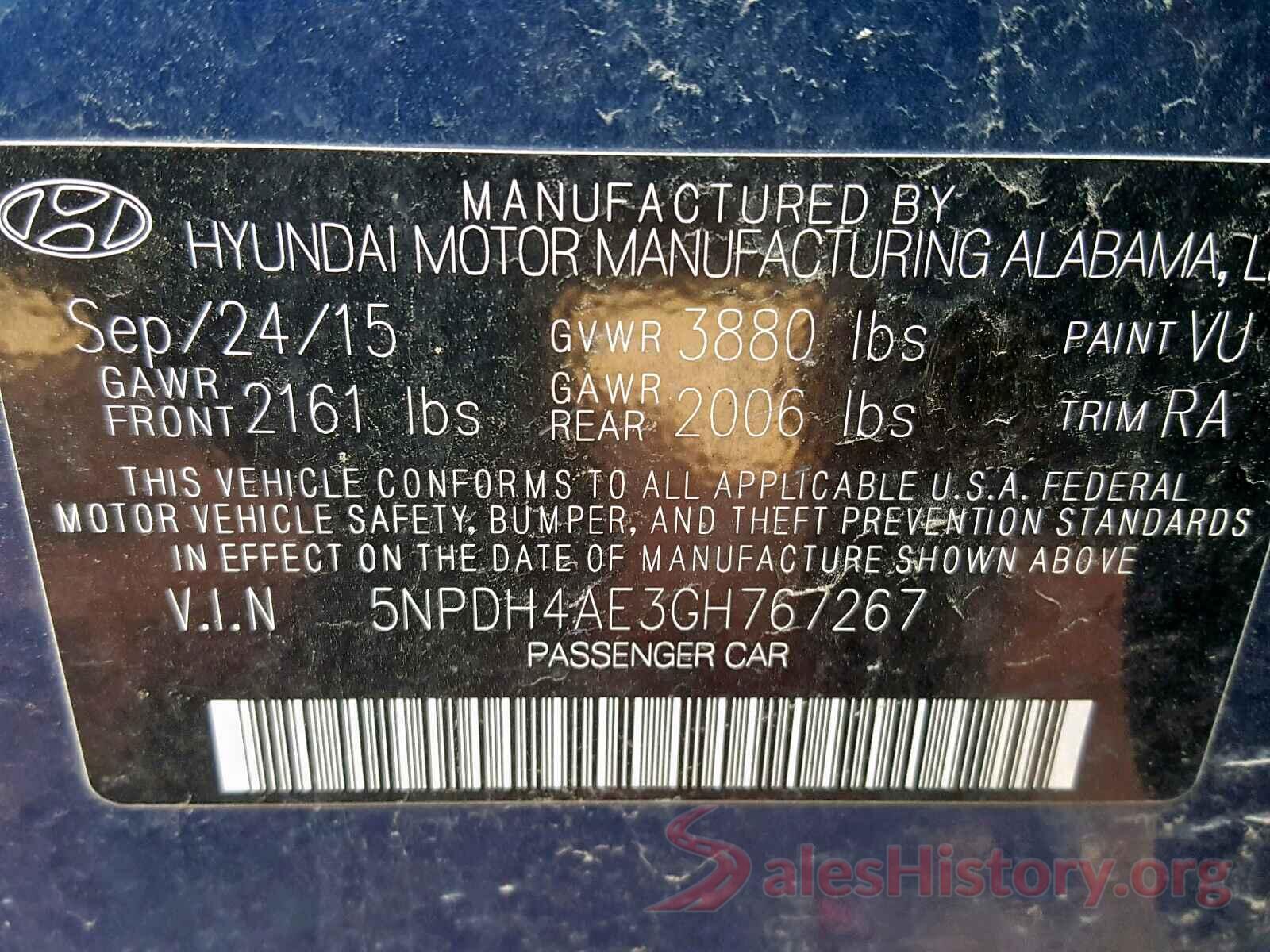 3N1CN7AP6HL898351 2016 HYUNDAI ELANTRA