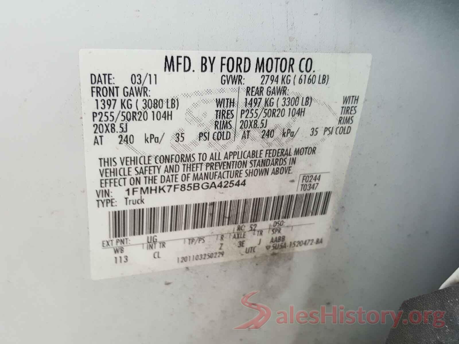 3FA6P0HD1LR256042 2011 FORD EXPLORER