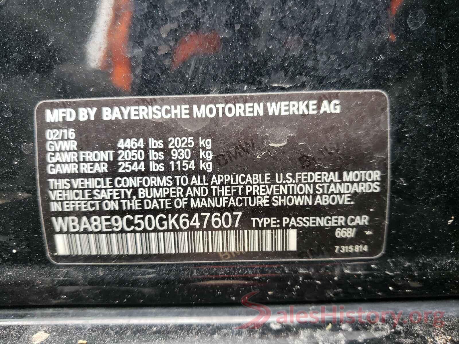 WBA8E9C50GK647607 2016 BMW 3 SERIES