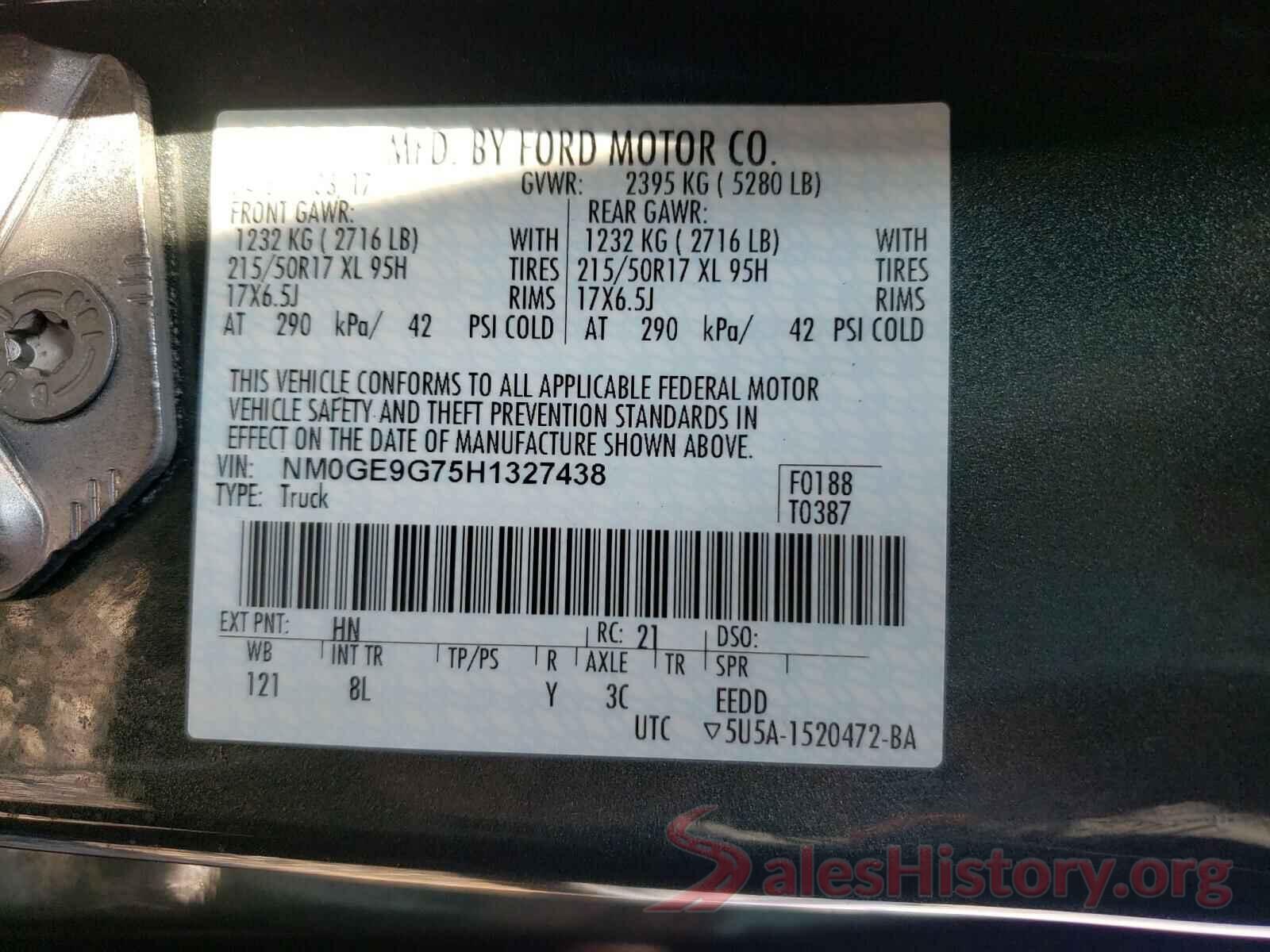 NM0GE9G75H1327438 2017 FORD TRANSIT CO