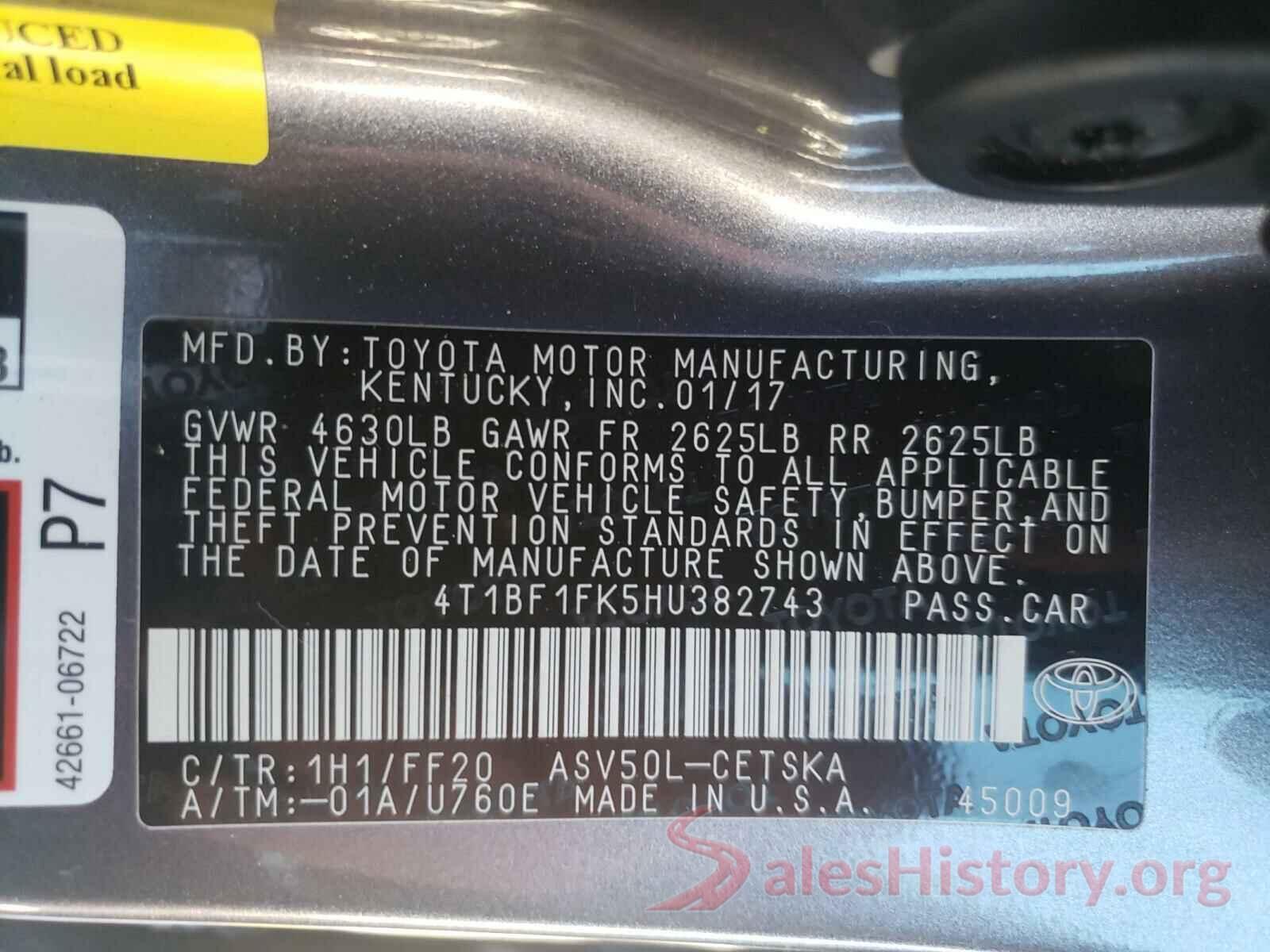 4T1BF1FK5HU382743 2017 TOYOTA CAMRY