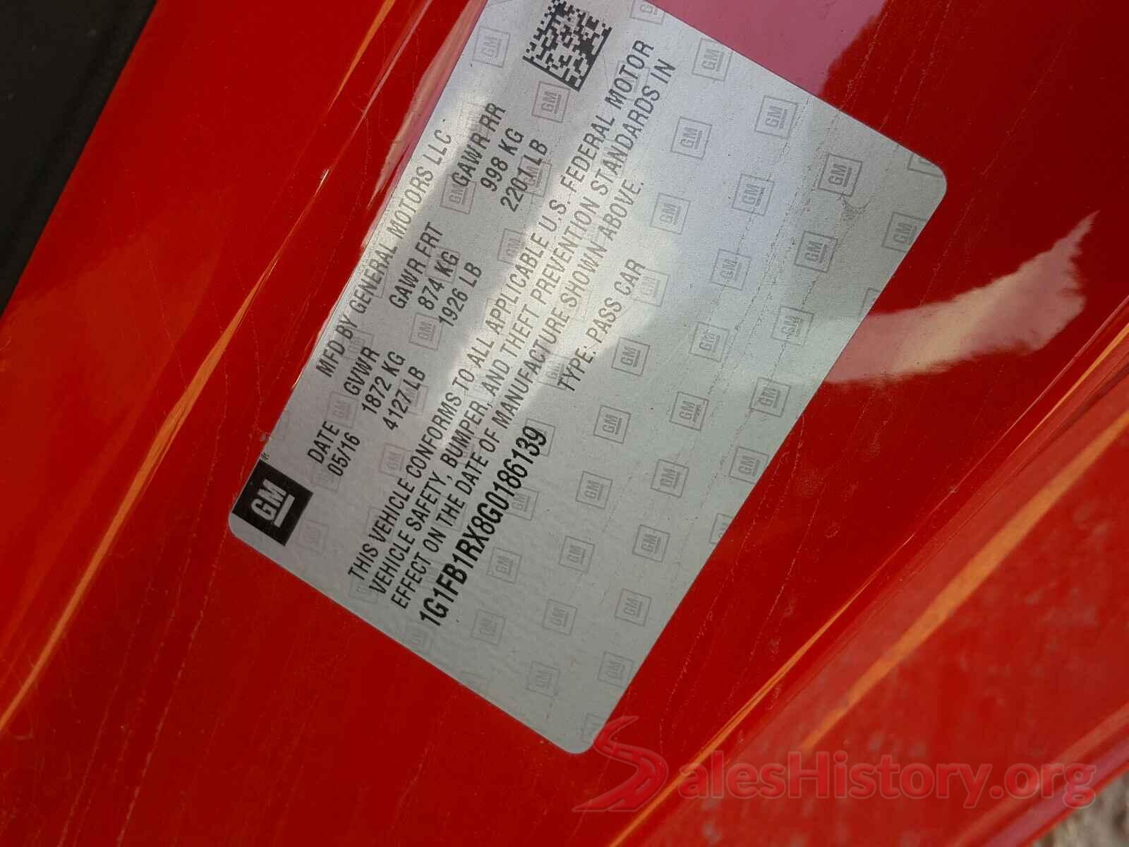 1G1FB1RX8G0186139 2016 CHEVROLET CAMARO