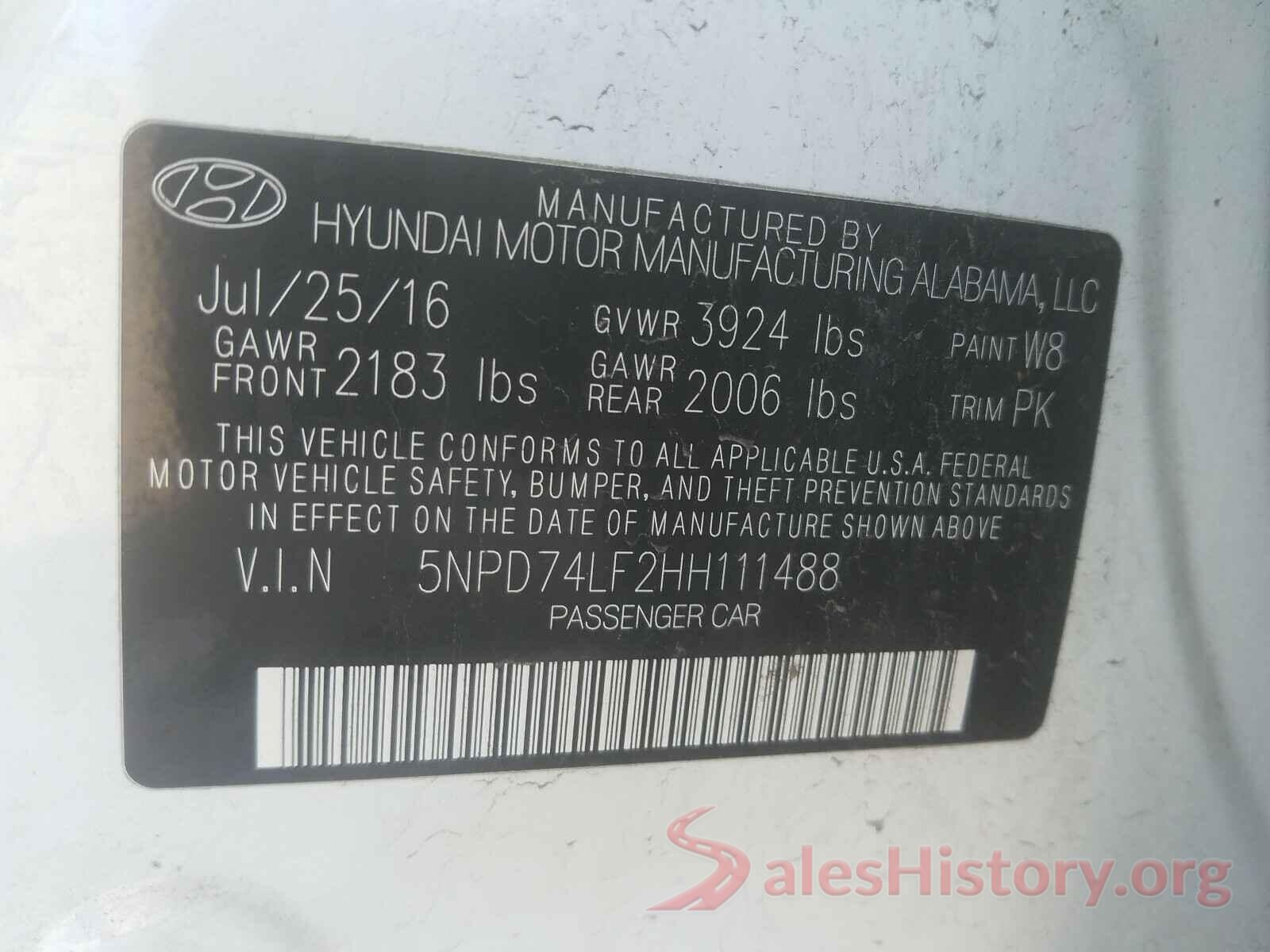 5NPD74LF2HH111488 2017 HYUNDAI ELANTRA