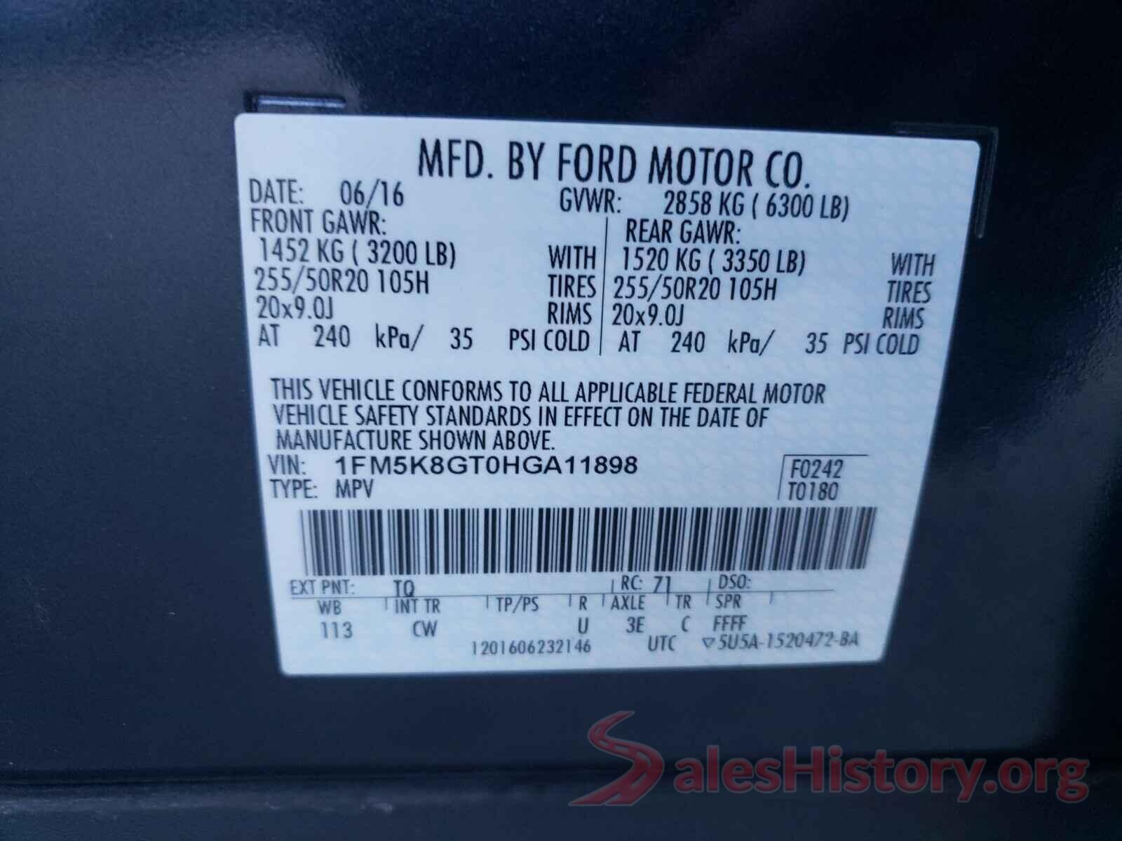 1FM5K8GT0HGA11898 2017 FORD EXPLORER