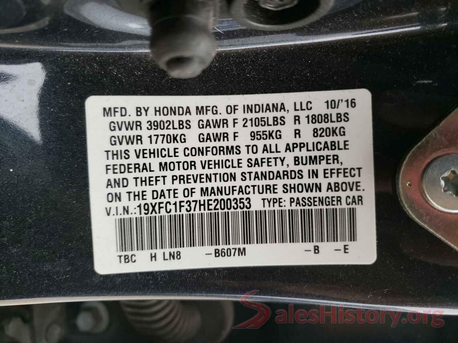 KM8K22AA0KU318066 2017 HONDA CIVIC