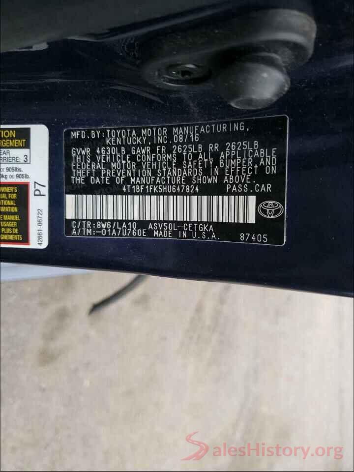 4T1BF1FK5HU647824 2017 TOYOTA CAMRY