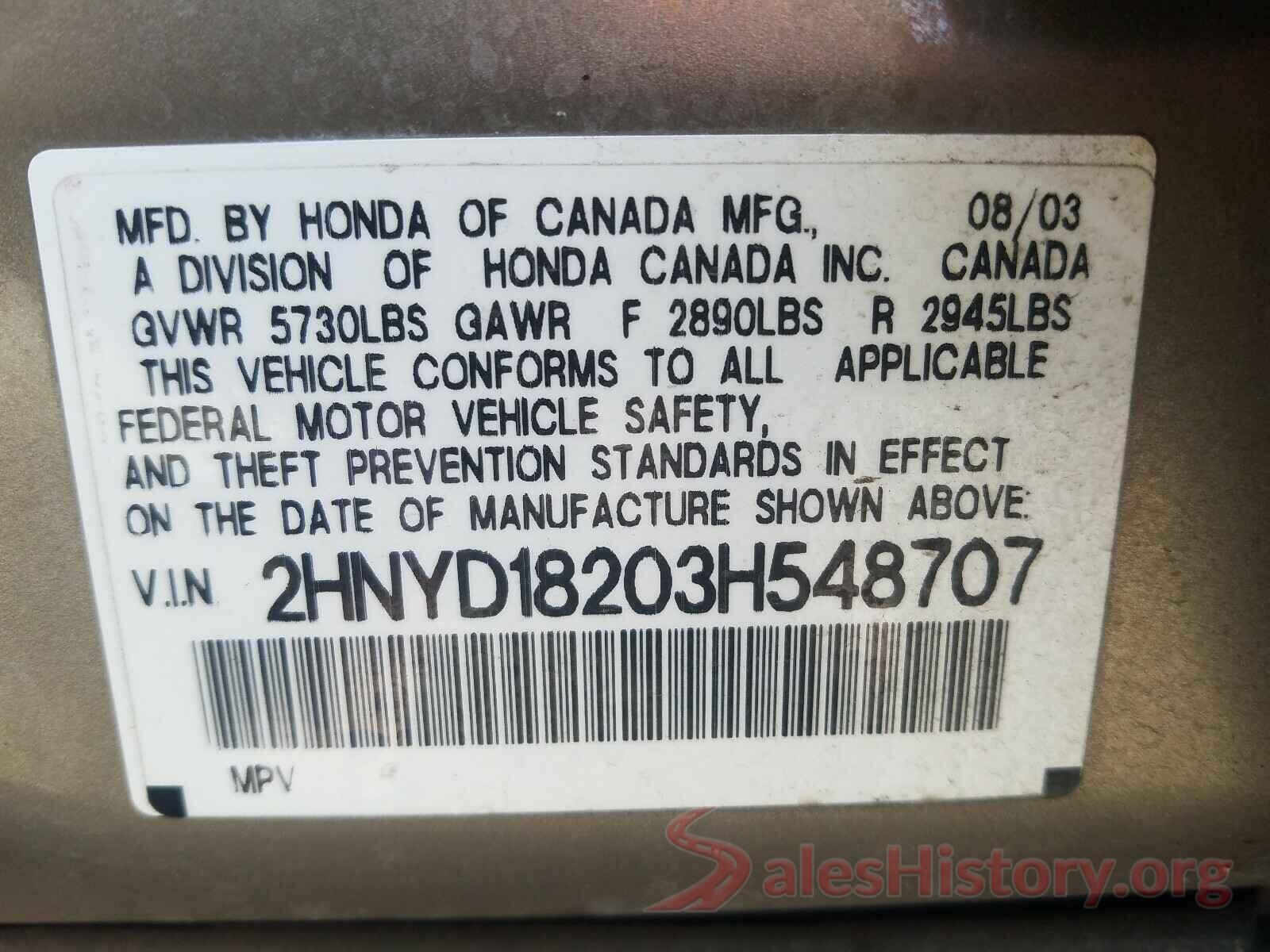 3FA6P0H78GR209493 2003 ACURA MDX