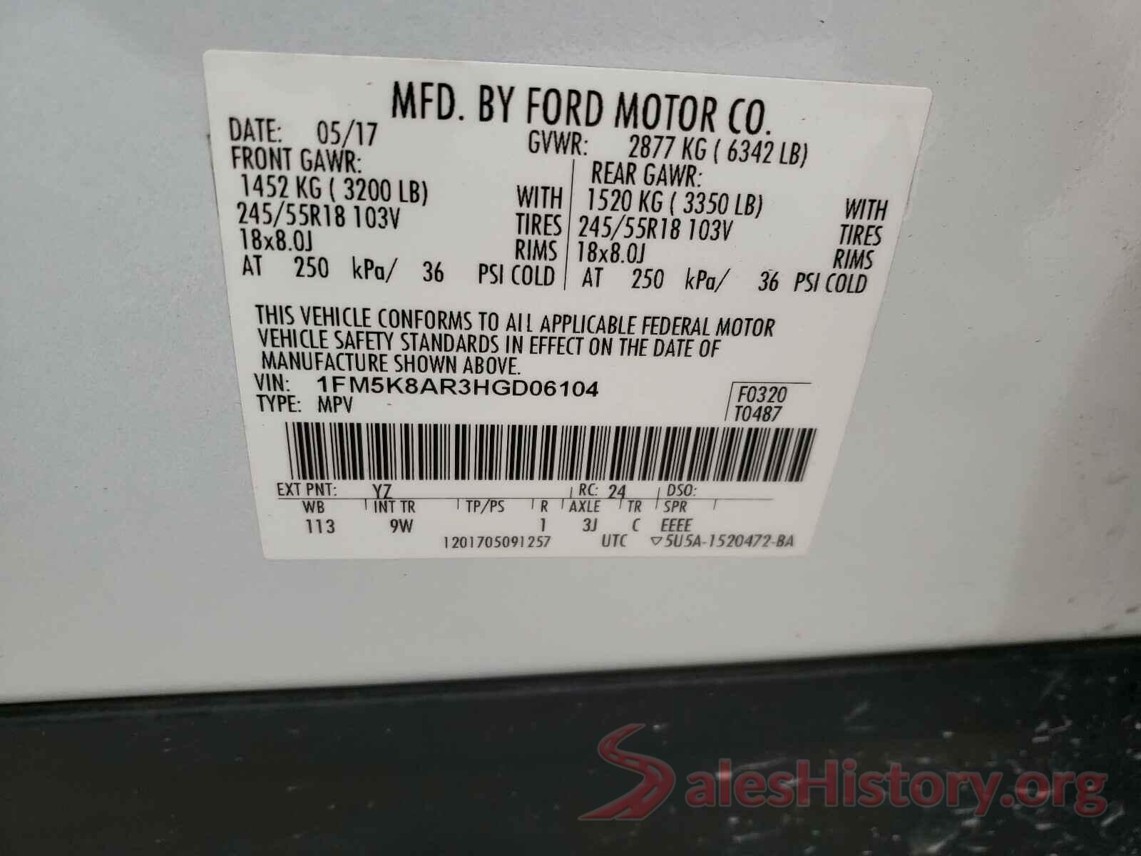 KNDJN2A20G7242936 2017 FORD EXPLORER