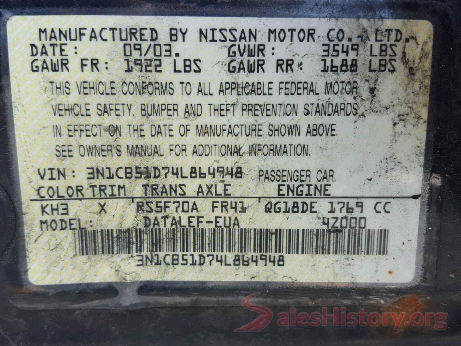 JF2SJADC7GH440567 2004 NISSAN SENTRA