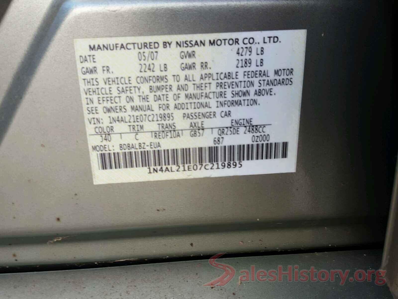 JTDKDTB34G1124959 2007 NISSAN ALTIMA