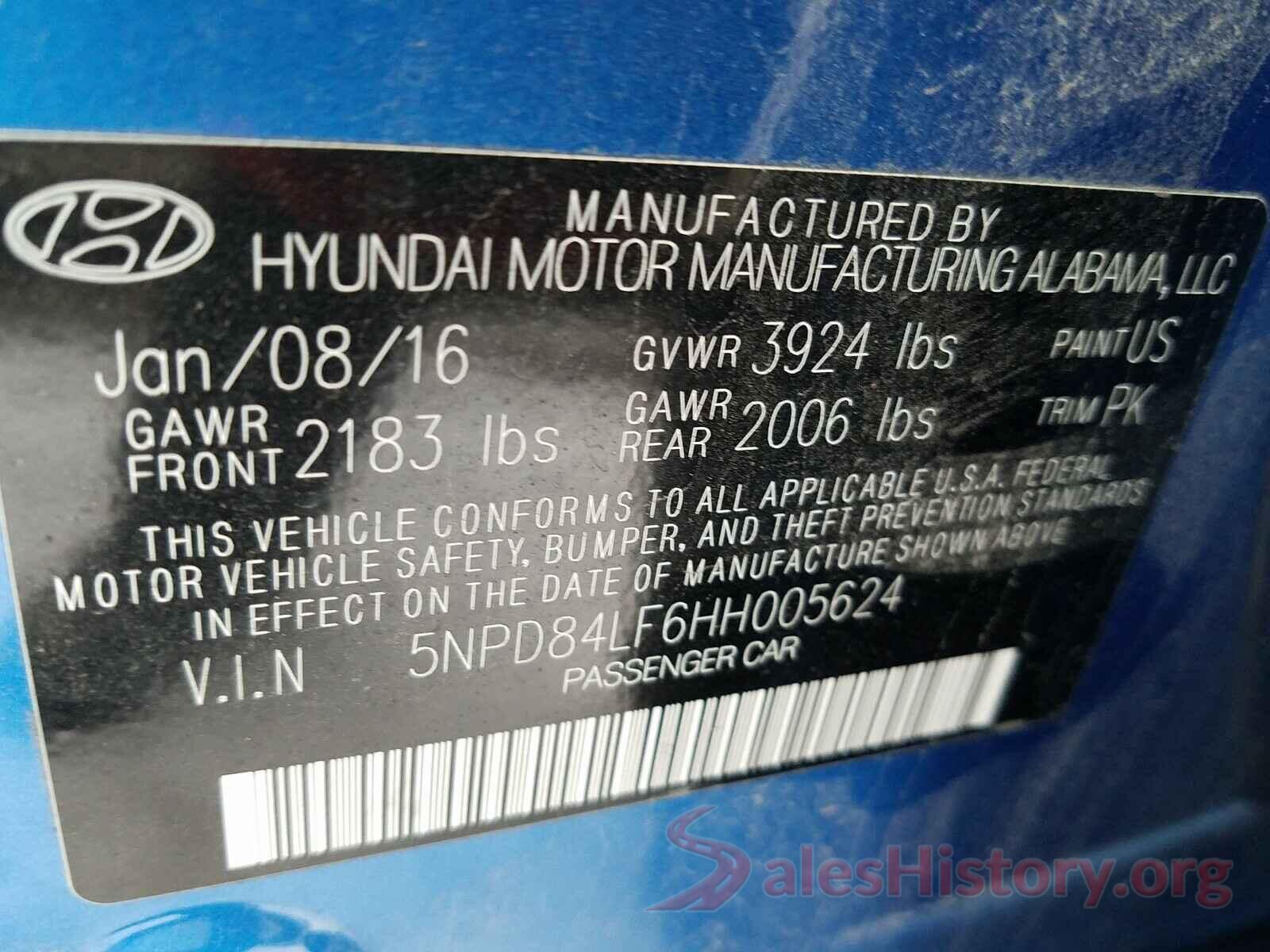 5NPD84LF6HH005624 2017 HYUNDAI ELANTRA