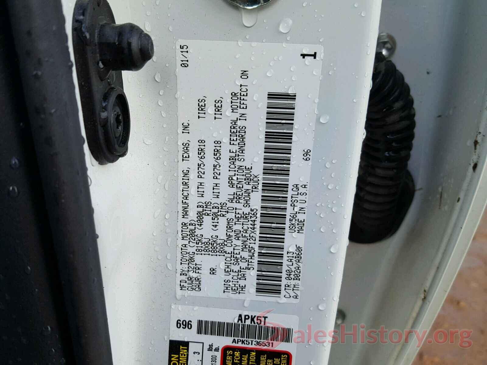 5TFHW5F12FX444365 2015 TOYOTA TUNDRA