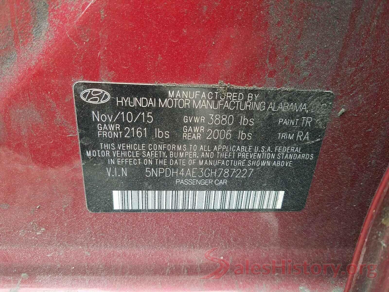 5NPDH4AE3GH787227 2016 HYUNDAI ELANTRA