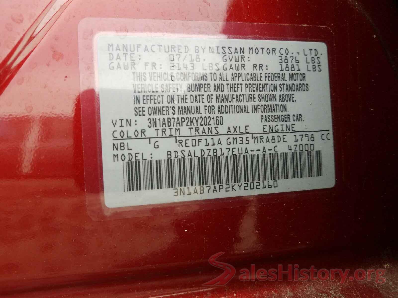 4T1BF1FK4HU699669 2019 NISSAN SENTRA