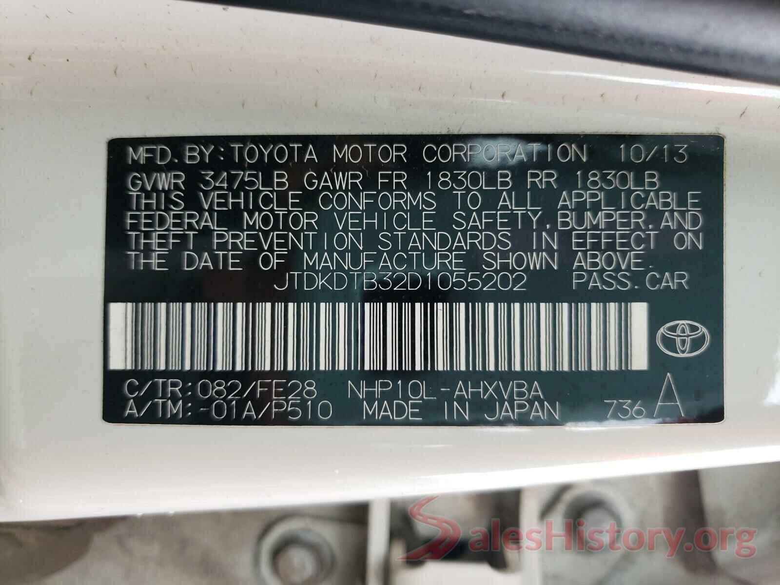 2T3JFREV9GW449016 2013 TOYOTA PRIUS