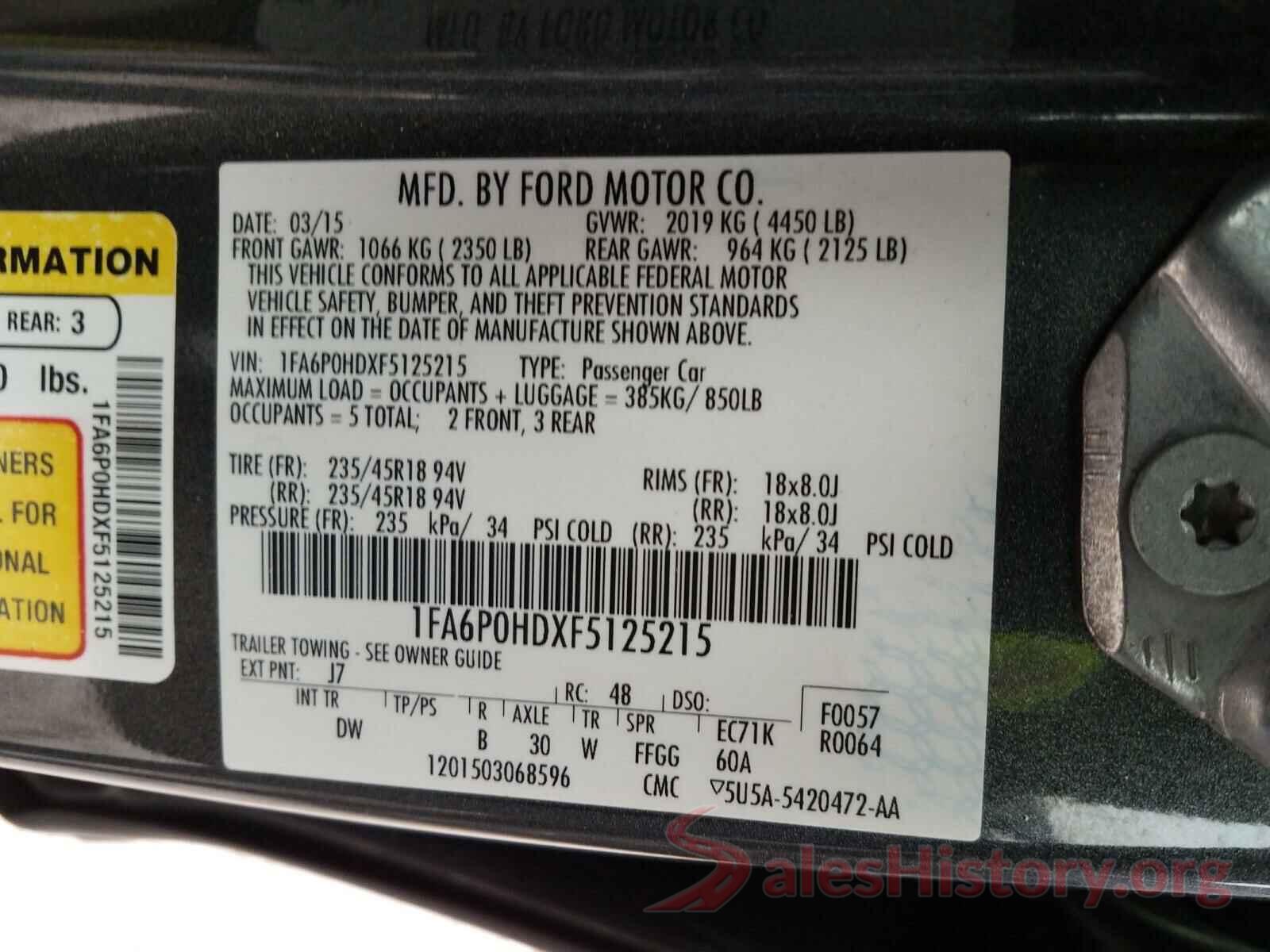 1HGCR2F50HA082806 2015 FORD FUSION