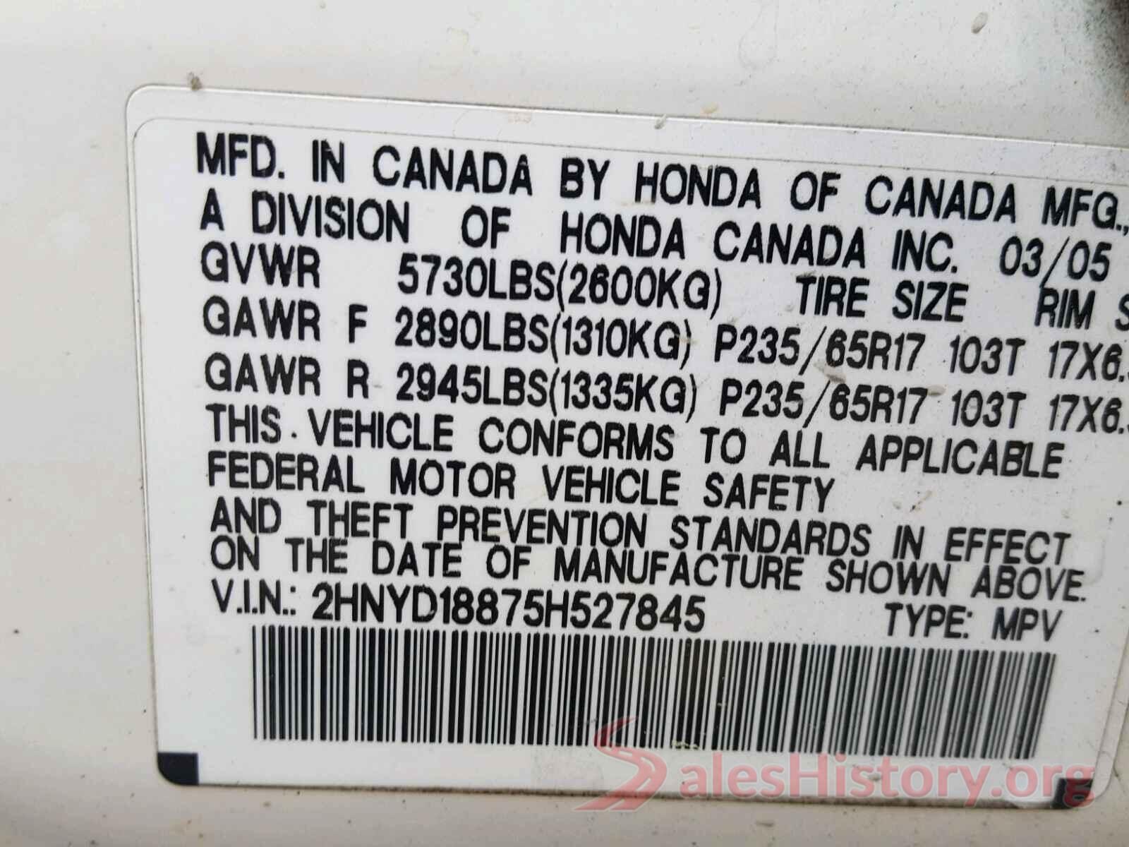 2T1BURHE5HC907541 2005 ACURA MDX