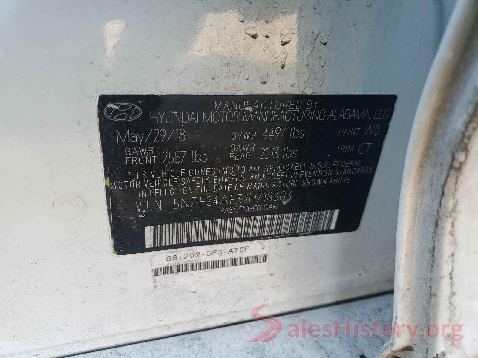 5NPE24AF3JH718303 2018 HYUNDAI SONATA