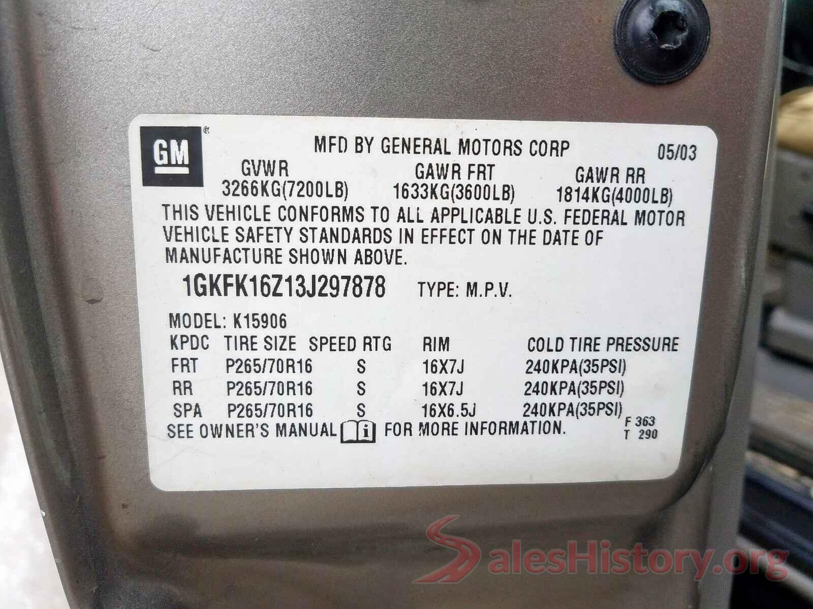 2HGFC2F87KH587193 2003 GMC YUKON