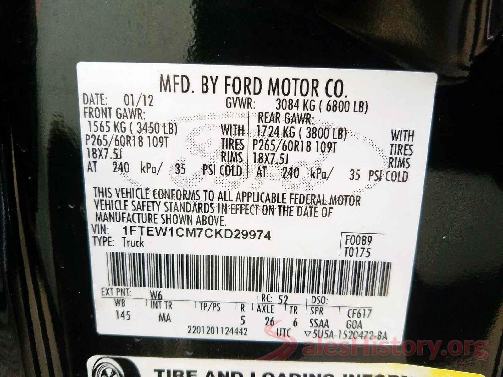 1C4PJLLB7LD555857 2012 FORD F150