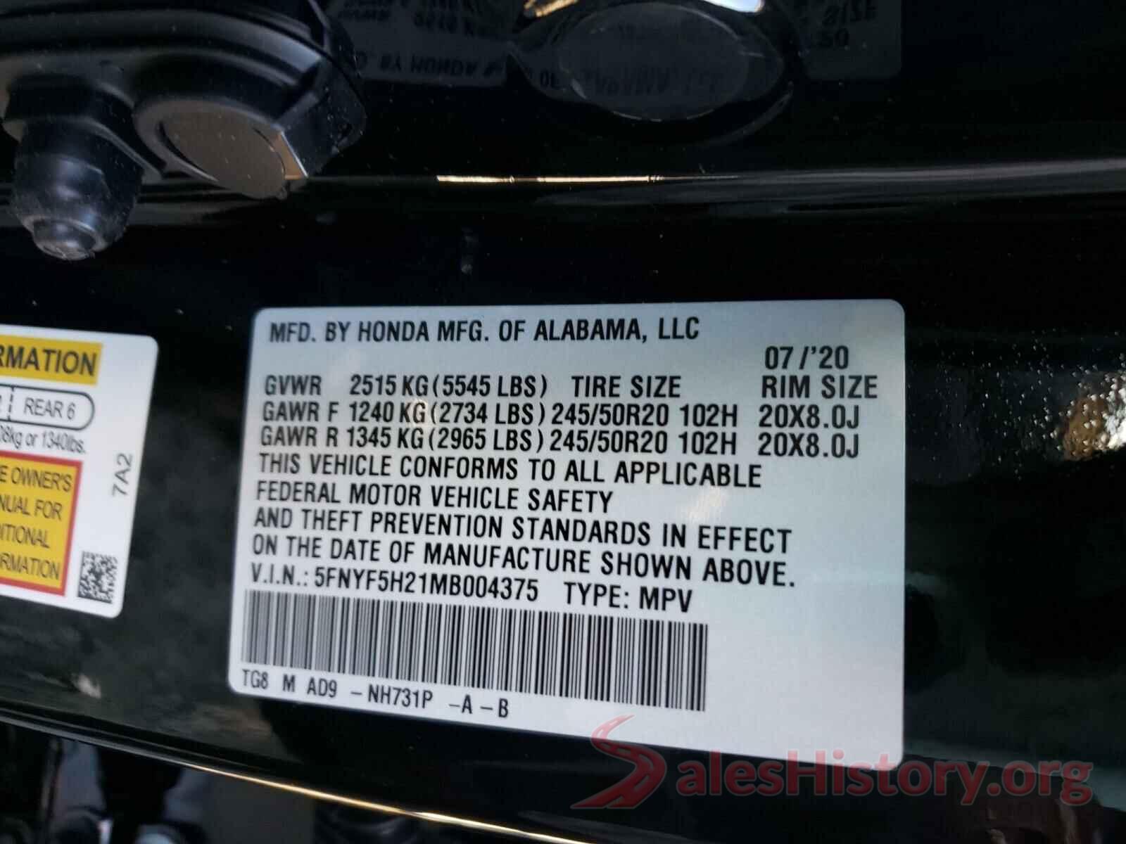 1N6AD0EV7GN704087 2021 HONDA PILOT