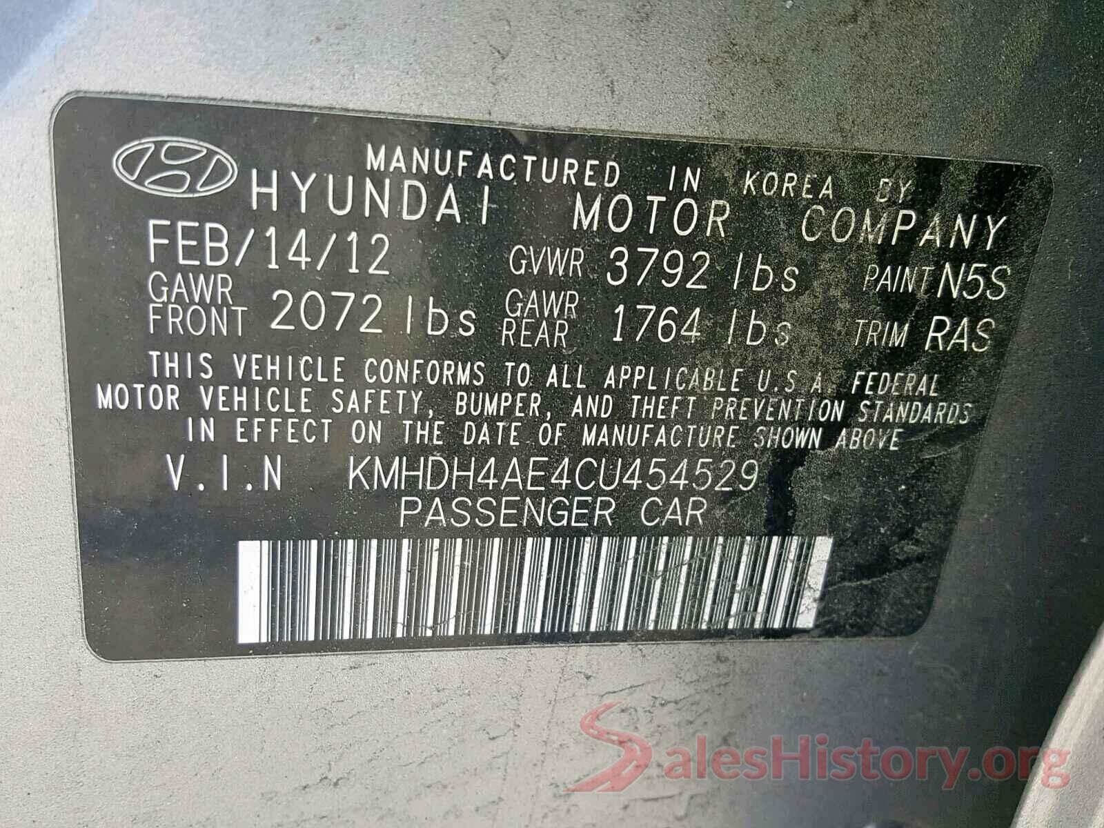 3MZBM1J7XGM272929 2012 HYUNDAI ELANTRA