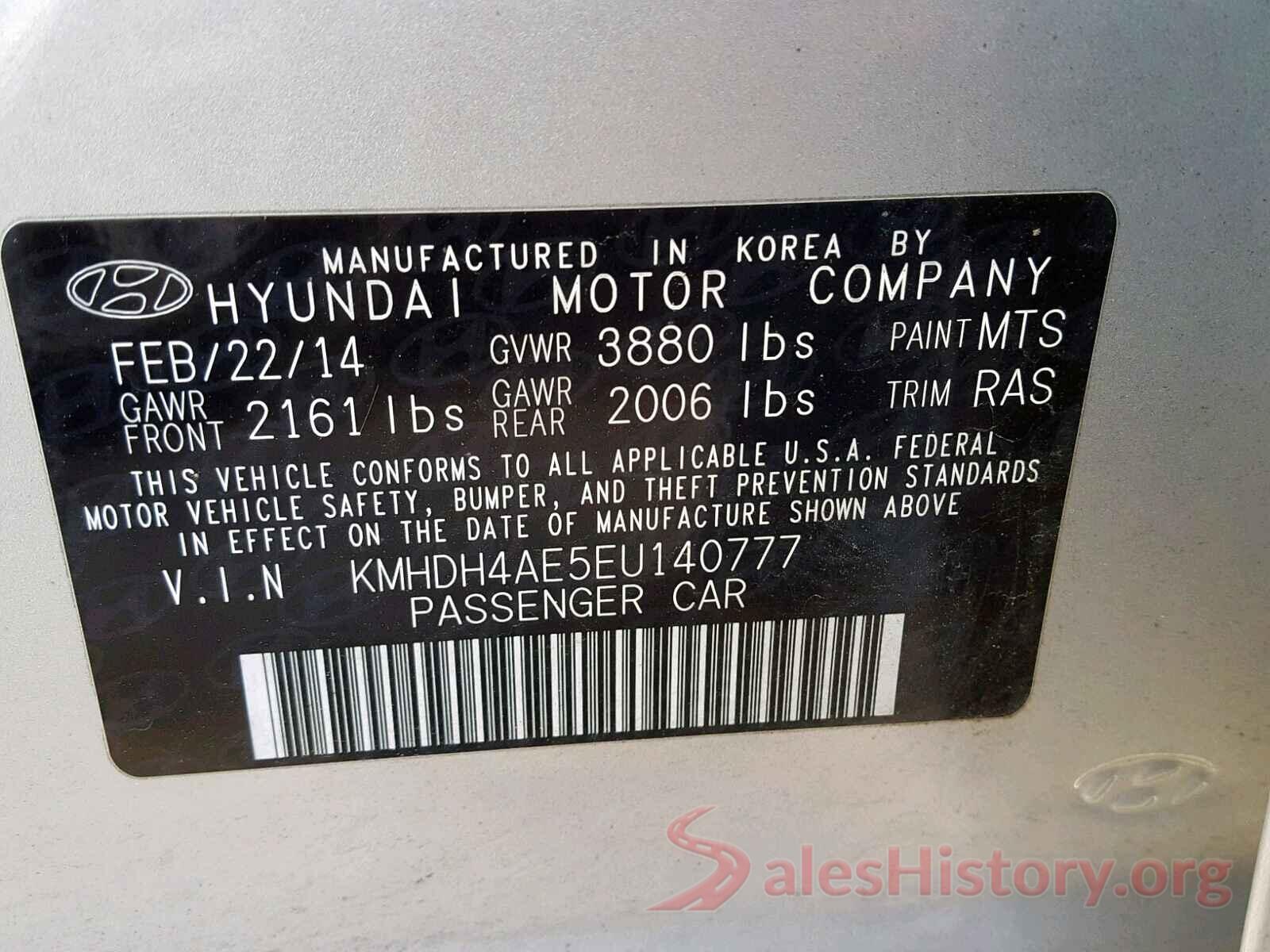 5YFBURHE6KP904199 2014 HYUNDAI ELANTRA