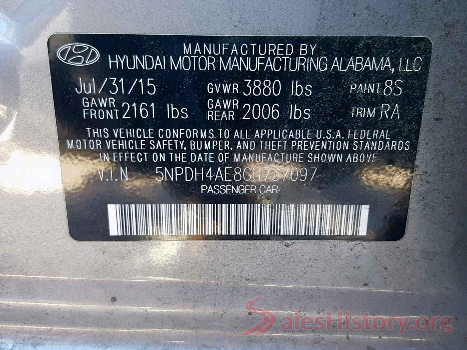 3N1CN7AP8KL821259 2016 HYUNDAI ELANTRA