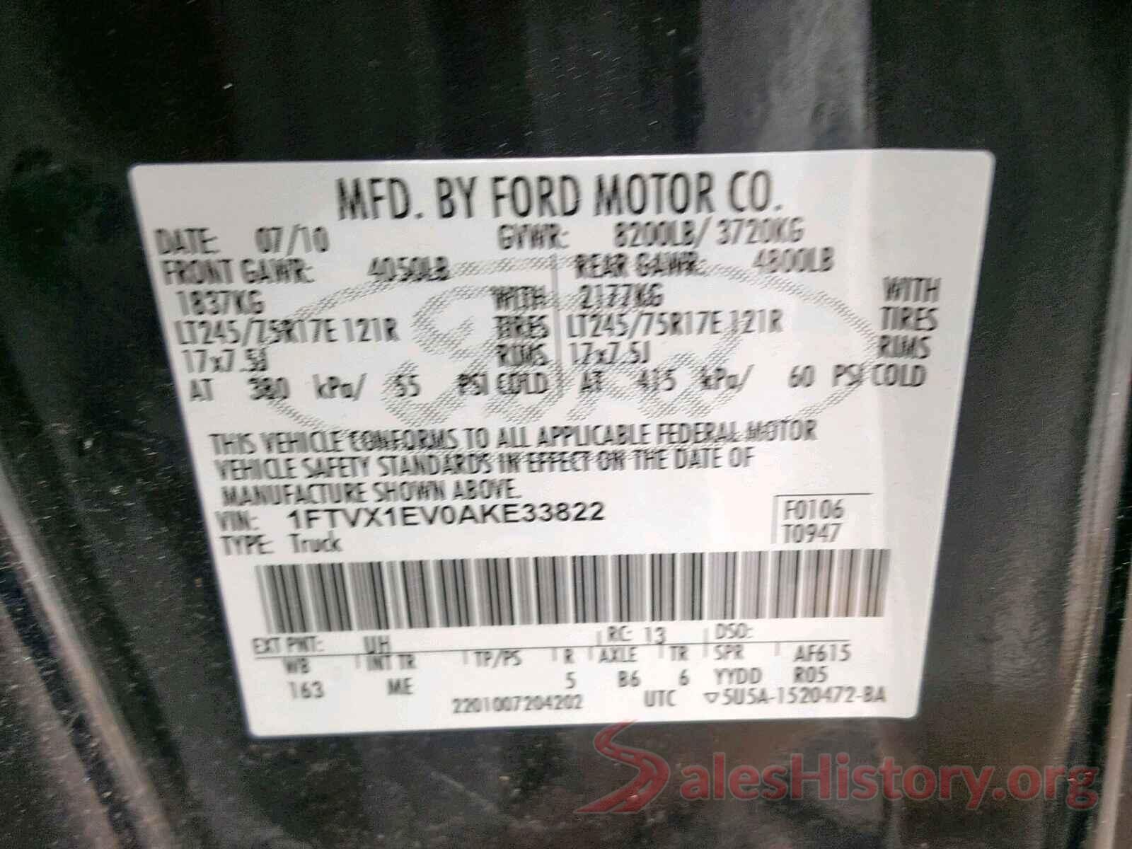 5FPYK3F80HB022287 2010 FORD F150 SUPER