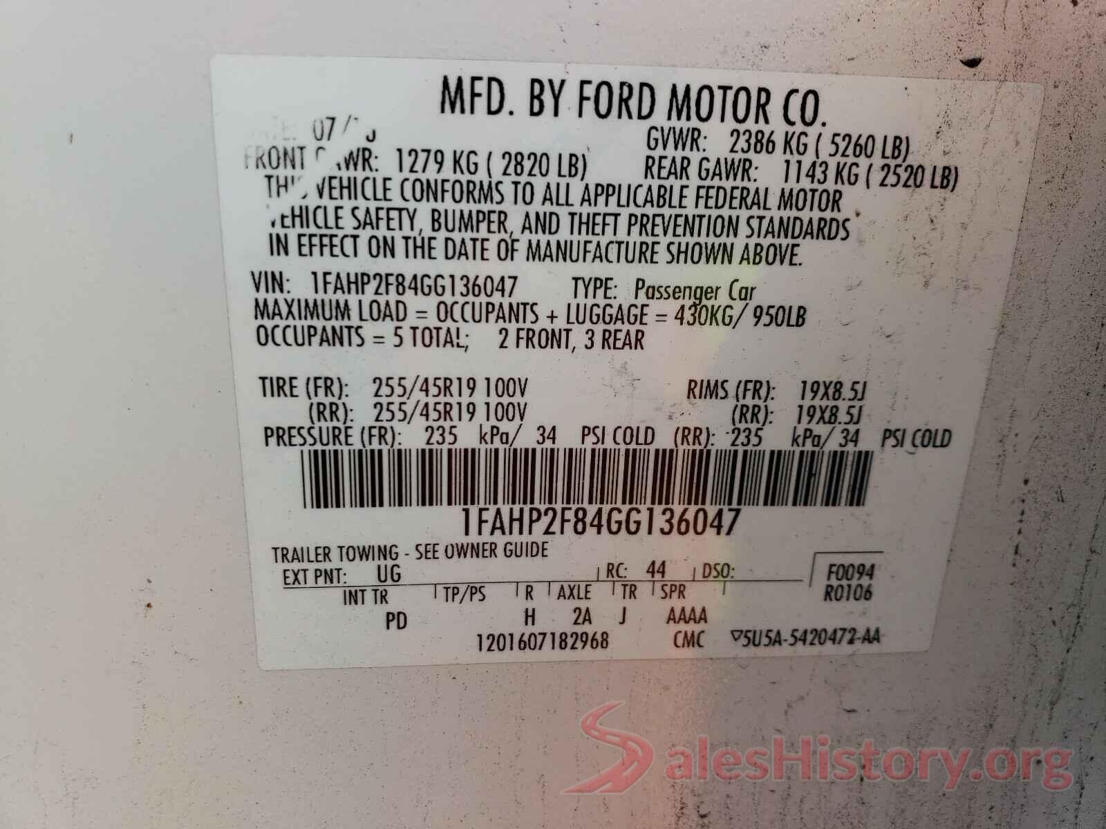 1FAHP2F84GG136047 2016 FORD TAURUS