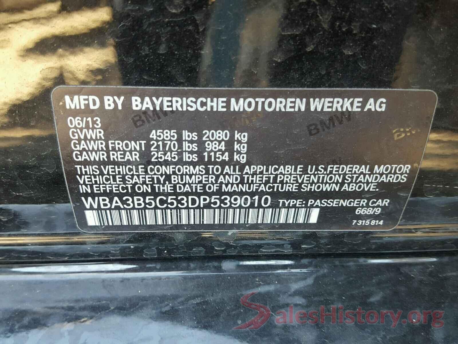 1FTYR1YM1JKA05560 2013 BMW 3 SERIES