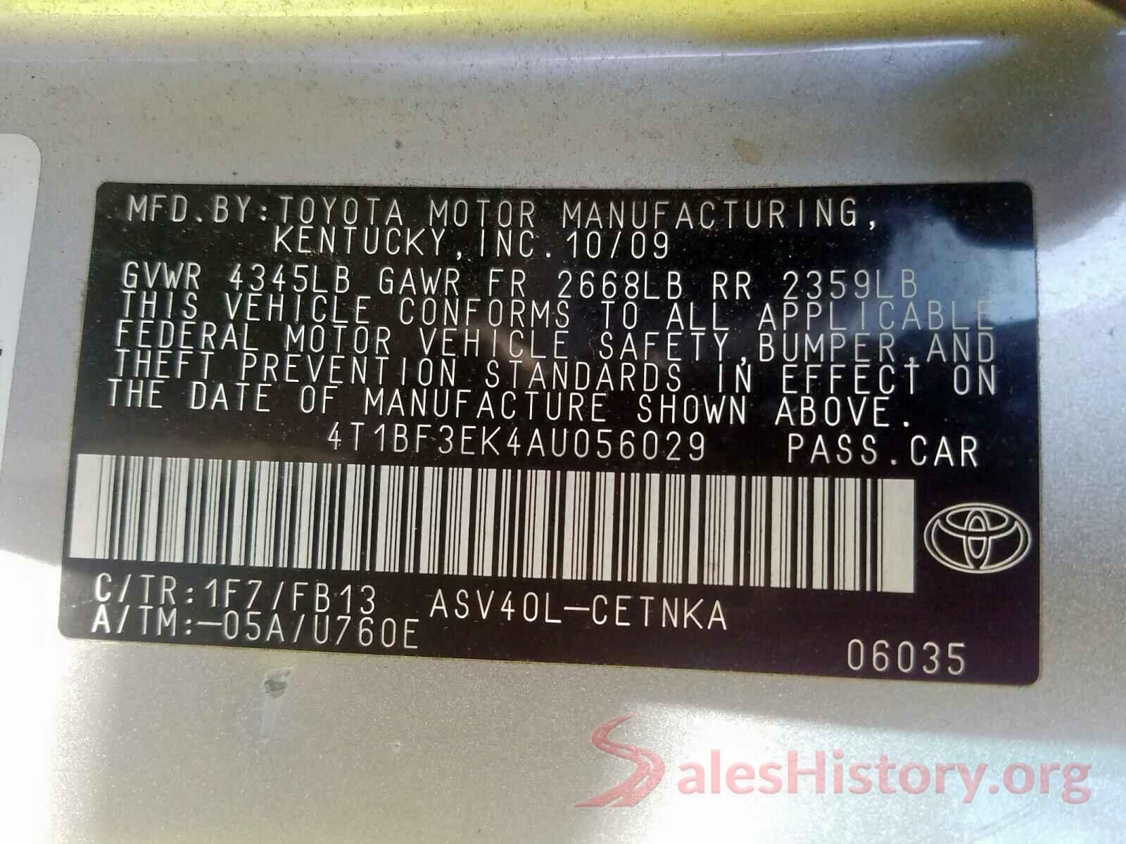 4T1B11HK1KU788179 2010 TOYOTA CAMRY