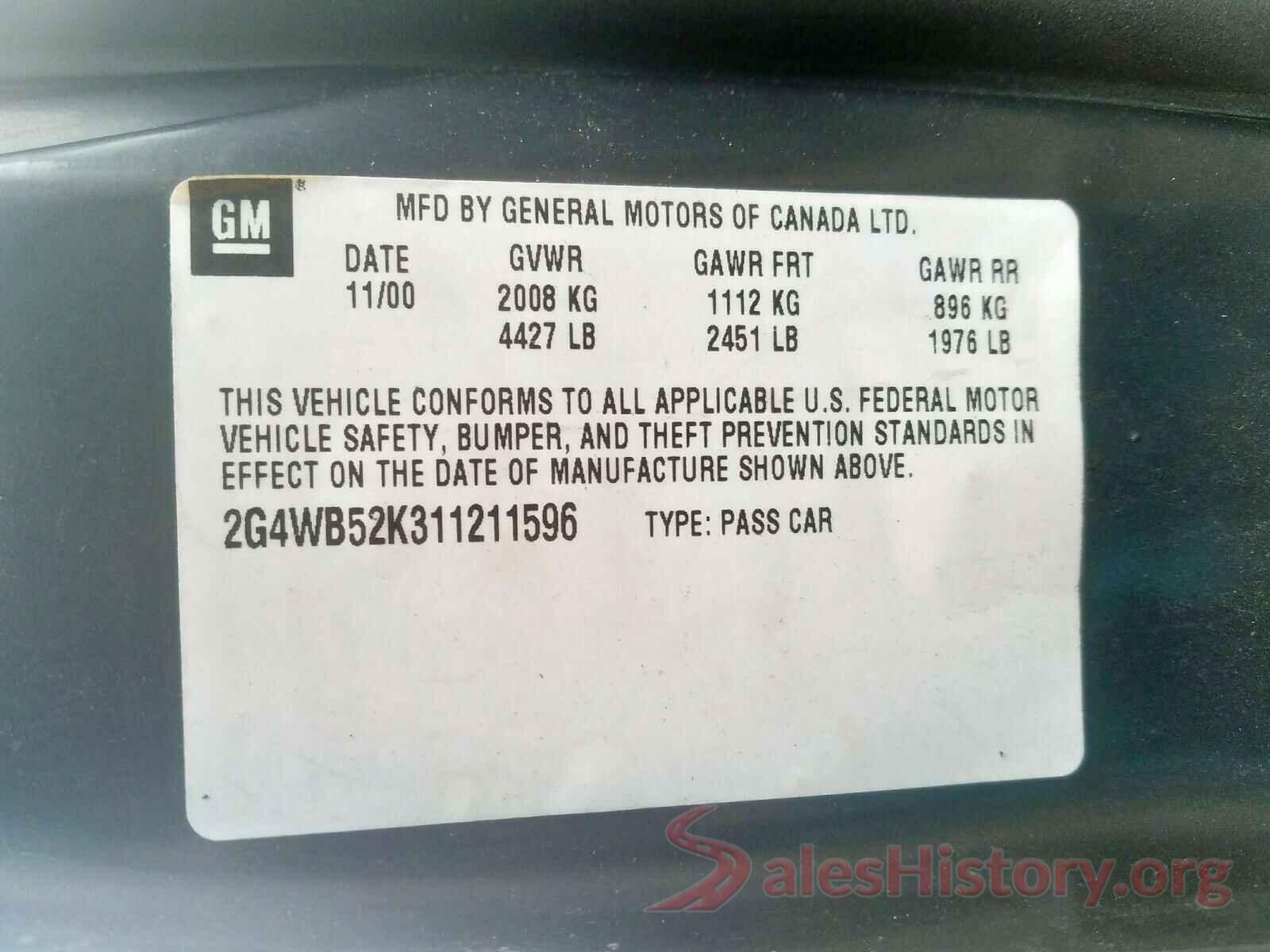 KNDJ63AU1L7020467 2001 BUICK REGAL