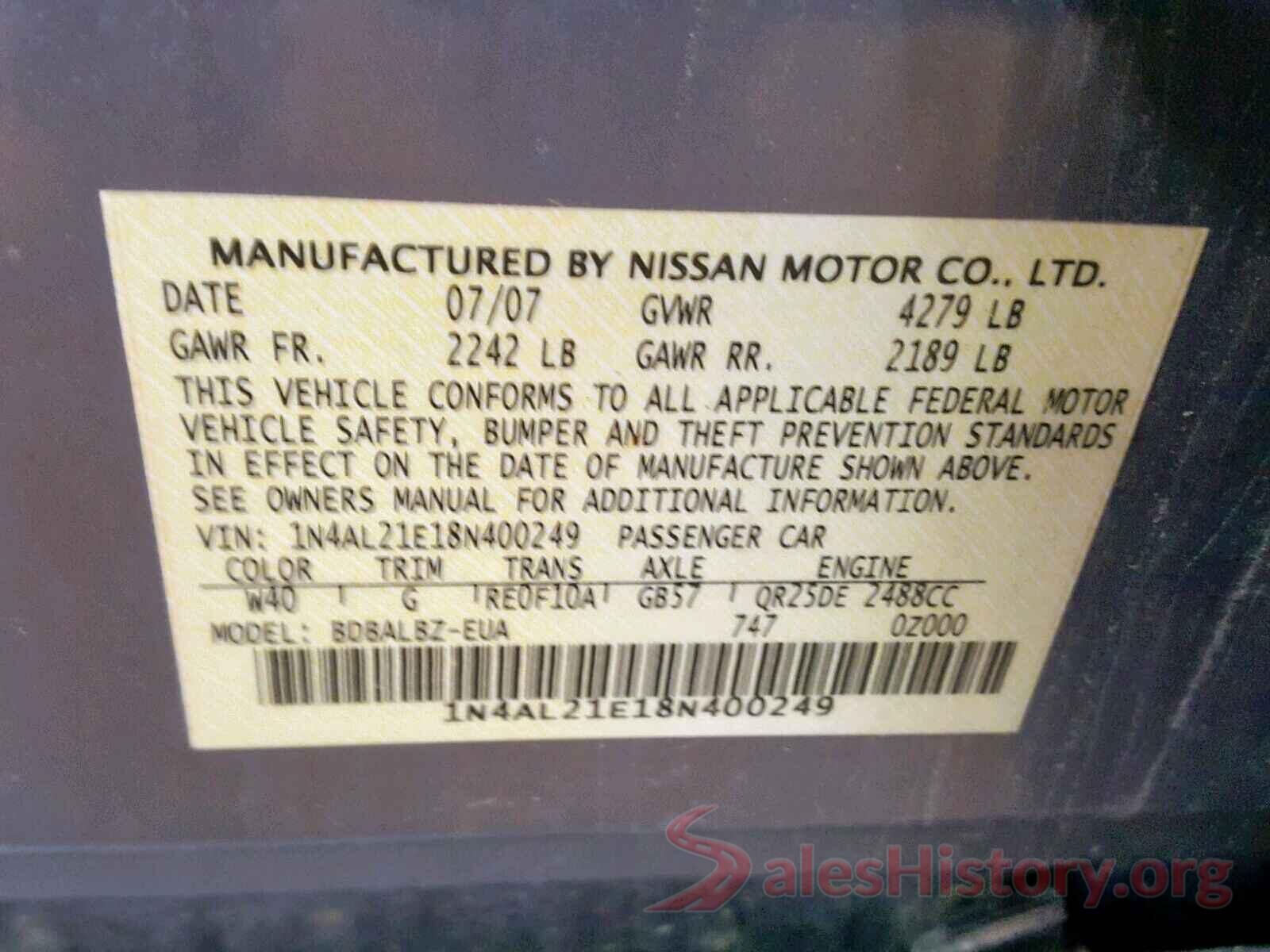 3N1AB7AP0GL683370 2008 NISSAN ALTIMA