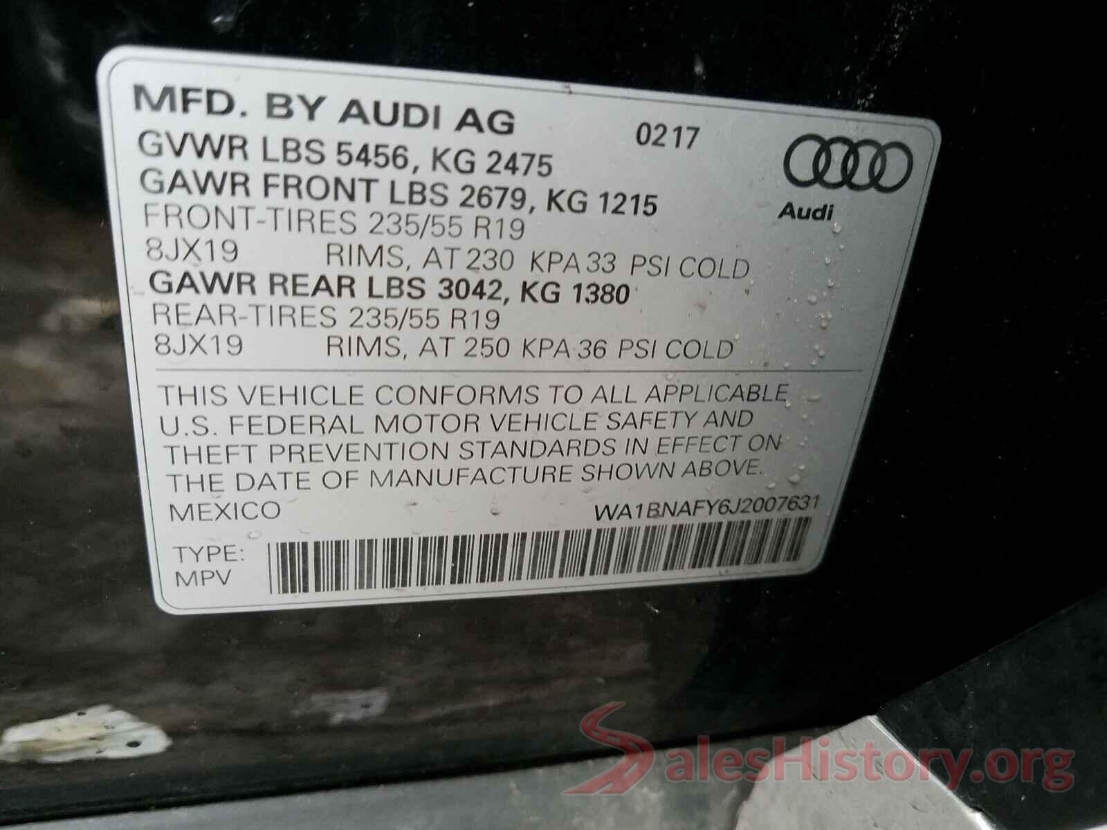 WA1BNAFY6J2007631 2018 AUDI Q5