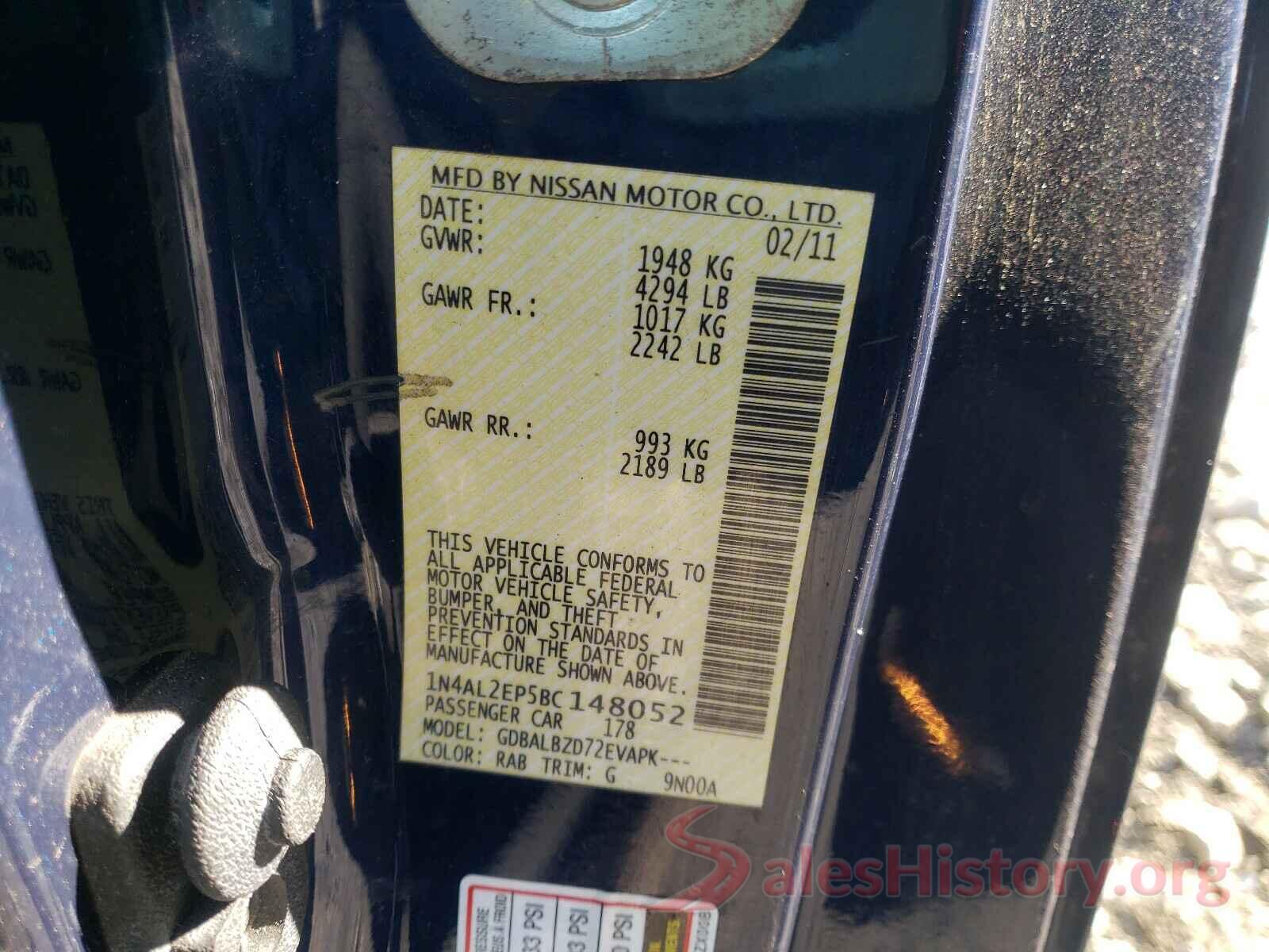 3N1AB7AP7HY210098 2011 NISSAN ALTIMA