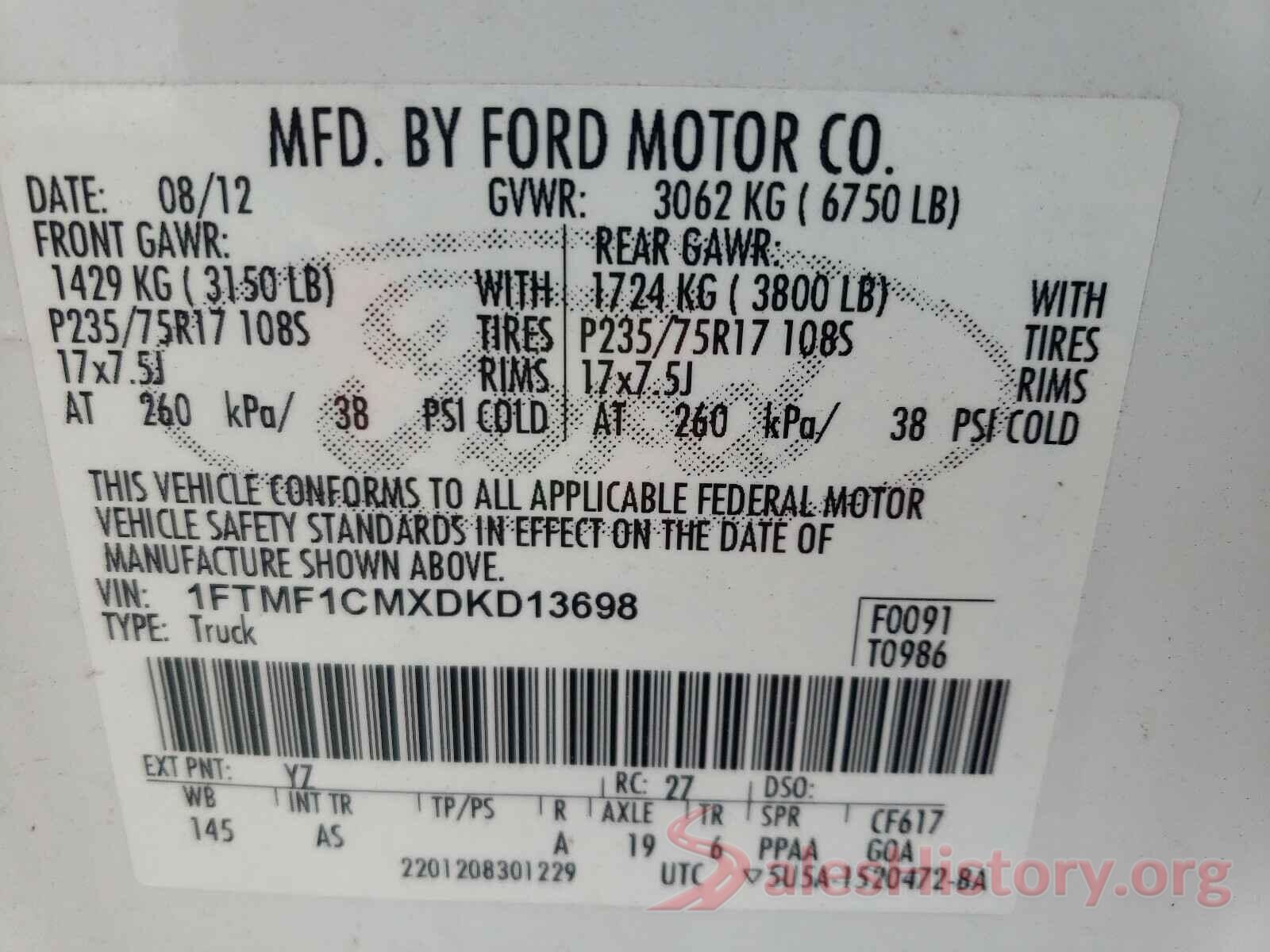 0000FREV3GW261887 2013 FORD F150