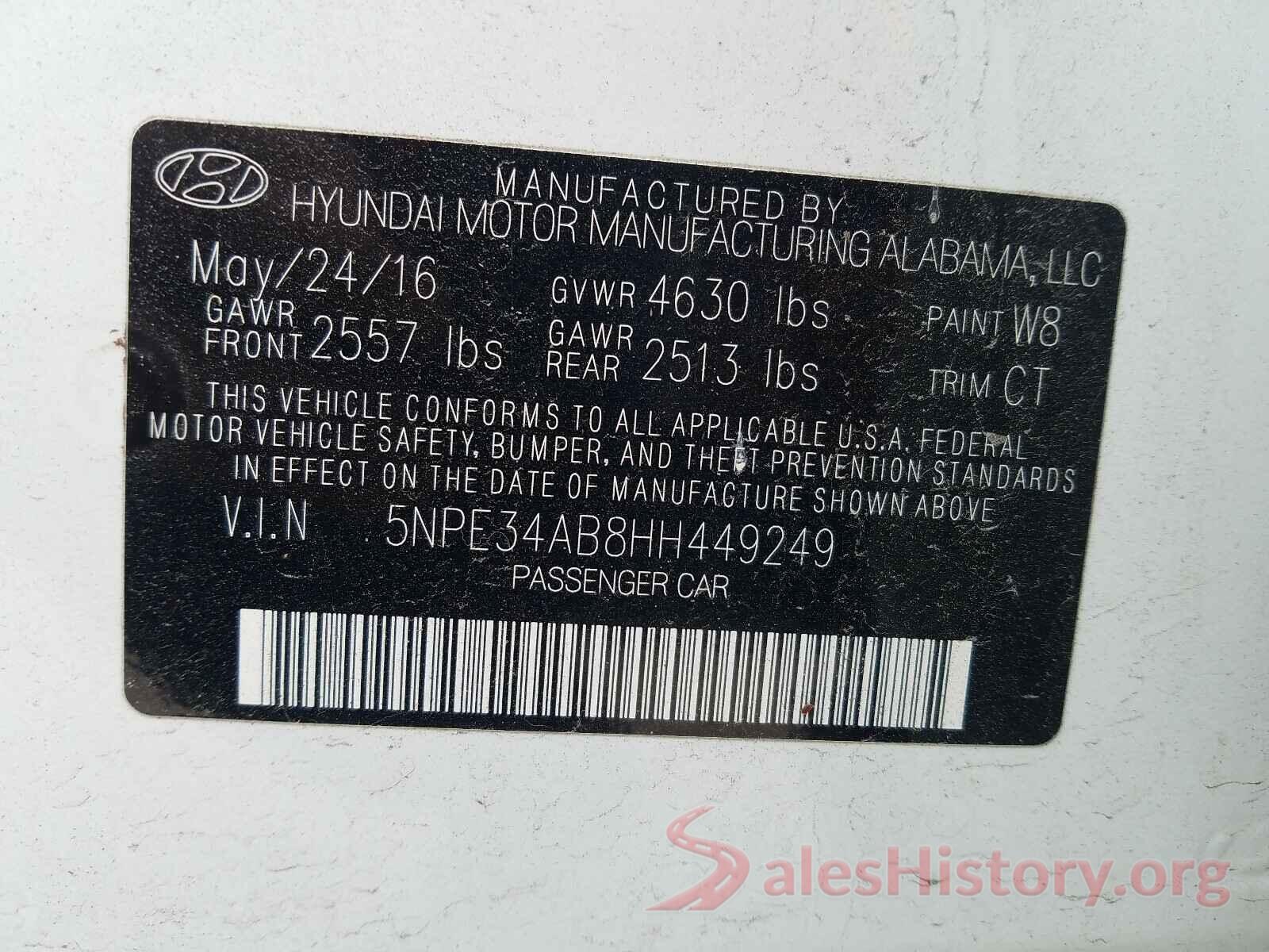 5NPE34AB8HH449249 2017 HYUNDAI SONATA