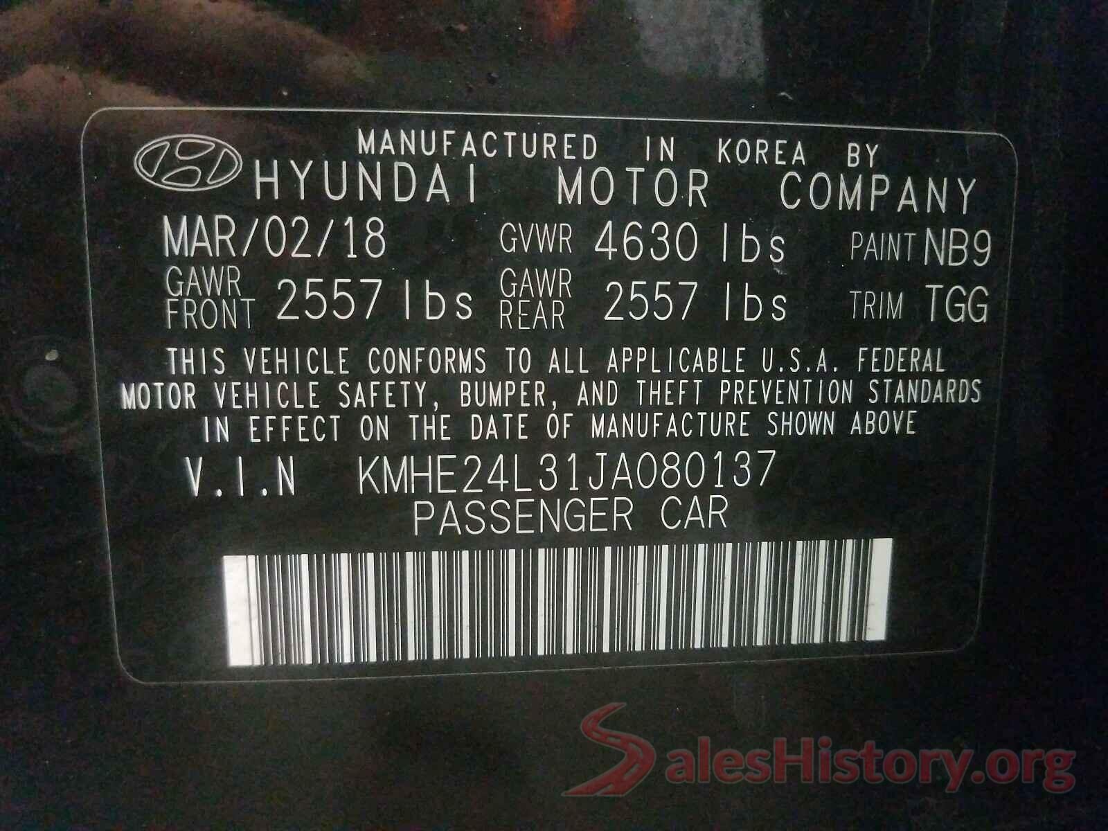 KMHE24L31JA080137 2018 HYUNDAI SONATA